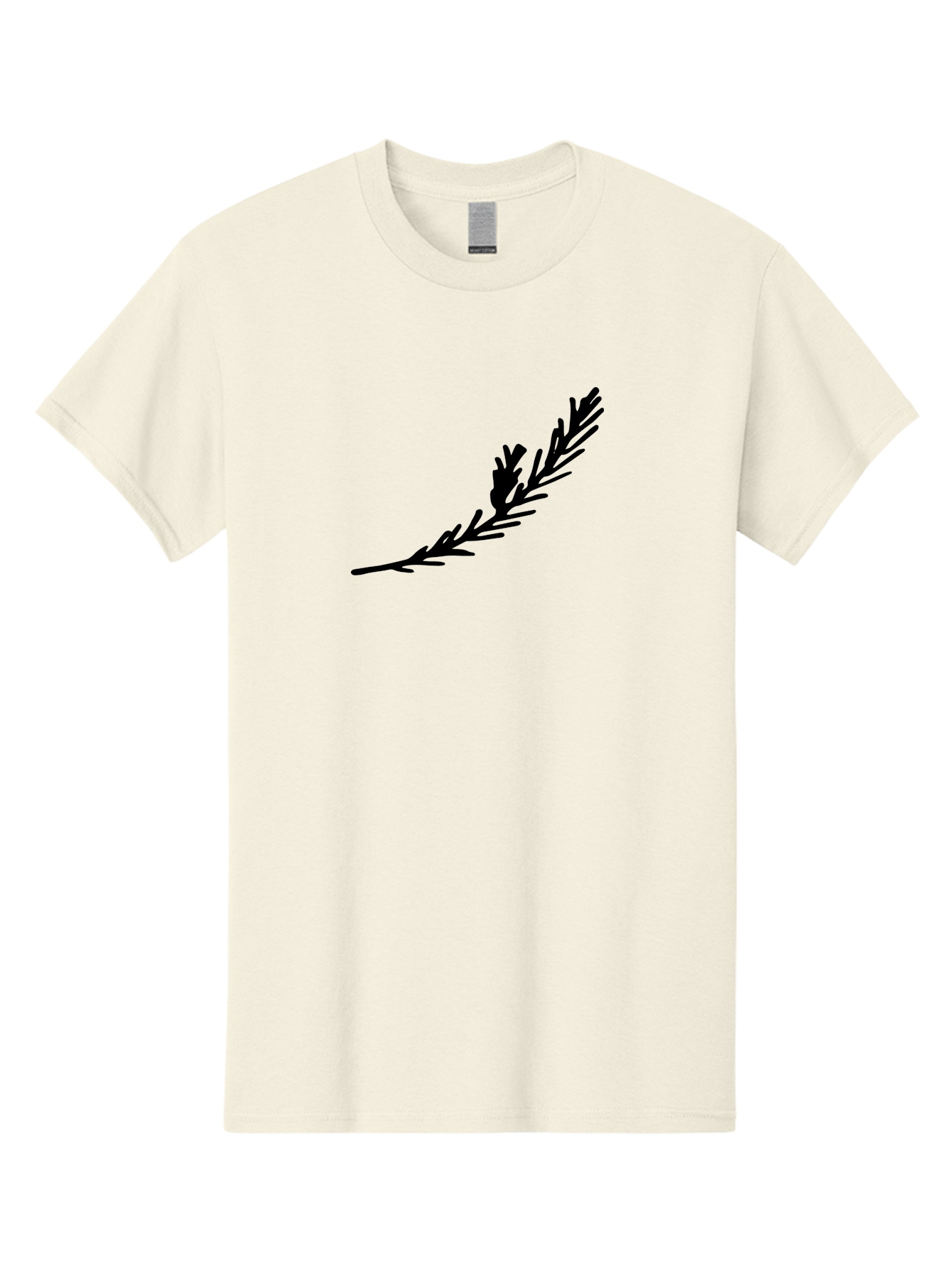 Black-Twig-Silhouette Men'S Graphic Tee, 100% Cotton, Comfortable Casual Summer Wear, Machine Washable, Pine Needles Silhouette, Minimalist Design, Simple Graphics, Sprig Of Pine, Black On Green, Foliage Icon, Nature Symbol -  Aaa766 17