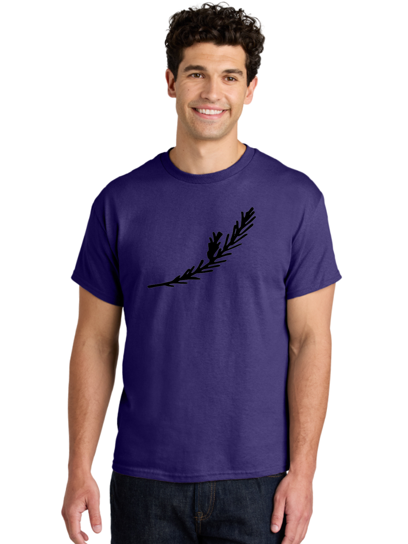 Black-Twig-Silhouette Men'S Graphic Tee, 100% Cotton, Comfortable Casual Summer Wear, Machine Washable, Pine Needles Silhouette, Minimalist Design, Simple Graphics, Sprig Of Pine, Black On Green, Foliage Icon, Nature Symbol -  Aaa766 22