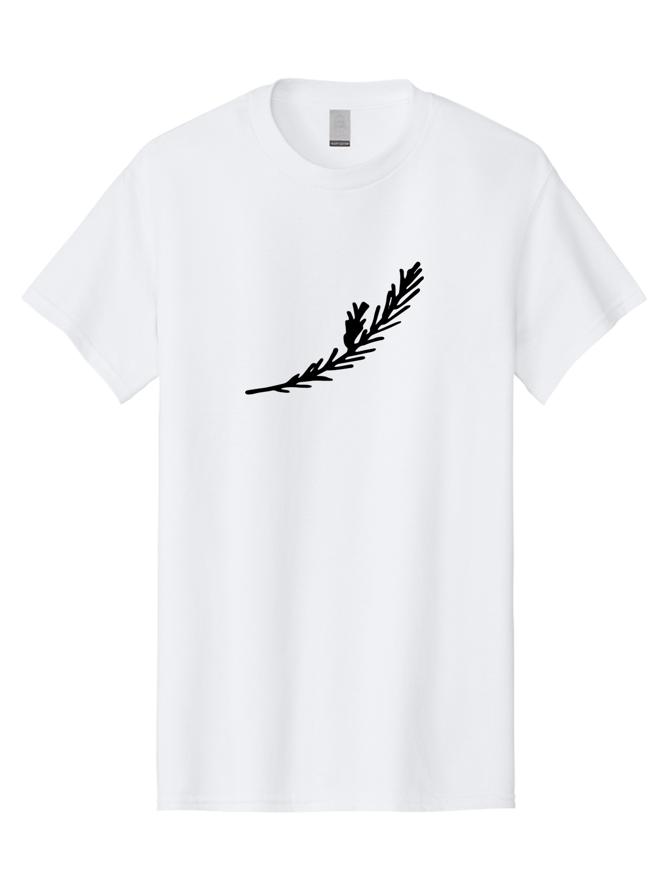Black-Twig-Silhouette Men'S Graphic Tee, 100% Cotton, Comfortable Casual Summer Wear, Machine Washable, Pine Needles Silhouette, Minimalist Design, Simple Graphics, Sprig Of Pine, Black On Green, Foliage Icon, Nature Symbol -  Aaa766 29