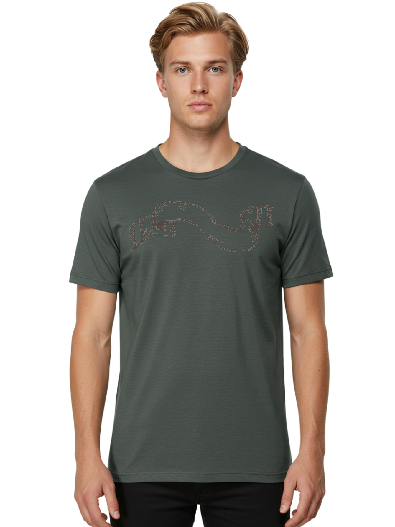 Blank-Ribbon-Banner Men'S Graphic Tee, 100% Cotton, Comfortable Casual Summer Wear, Machine Washable, Ribbon Banner, Graphic Design Element, Decorative Curve, Flowing Ribbon, Elegant Design, Creative Graphics, Illustration Art, -  Aaa768 4