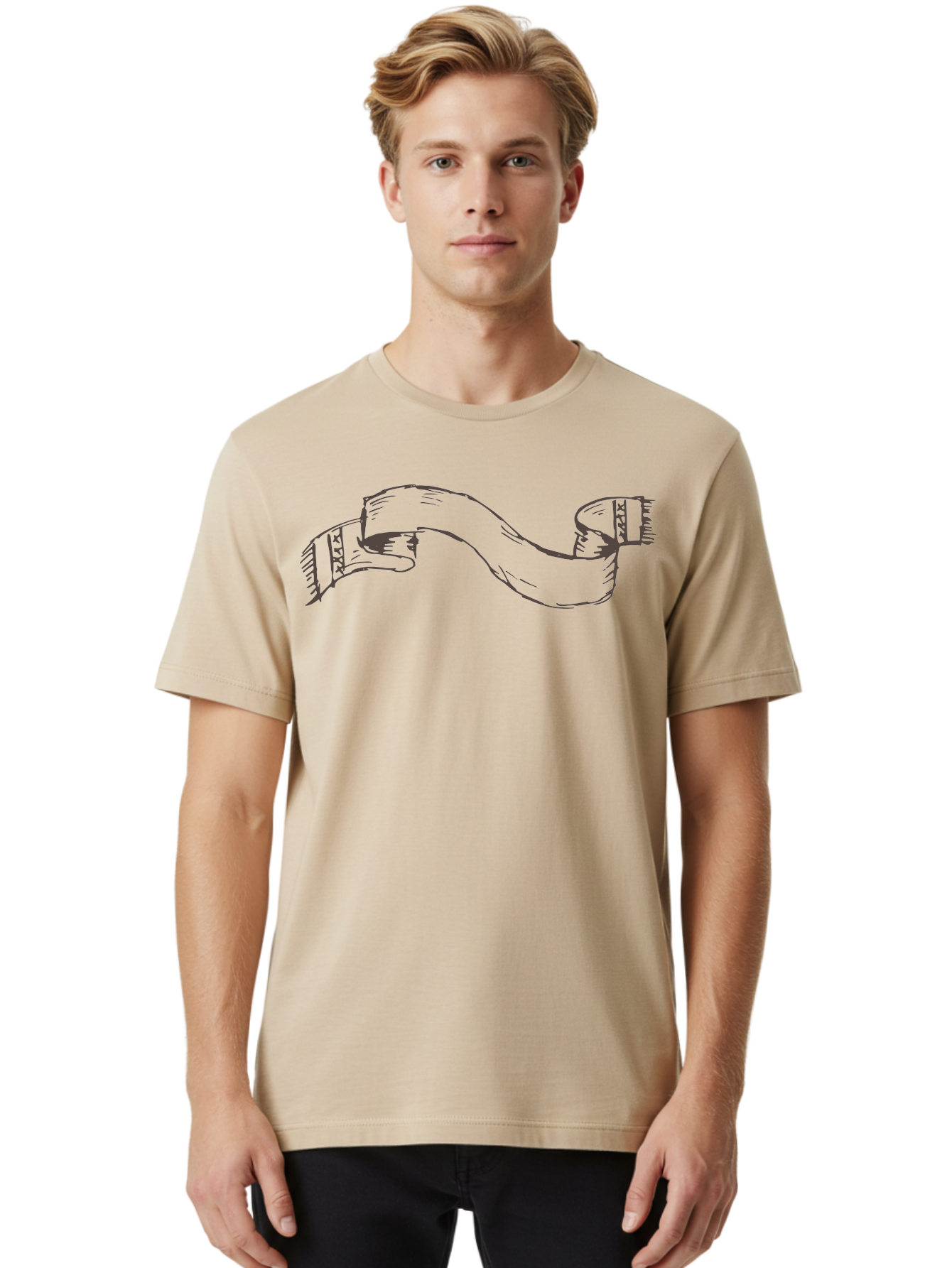 Blank-Ribbon-Banner Men'S Graphic Tee, 100% Cotton, Comfortable Casual Summer Wear, Machine Washable, Ribbon Banner, Graphic Design Element, Decorative Curve, Flowing Ribbon, Elegant Design, Creative Graphics, Illustration Art, -  Aaa768 28