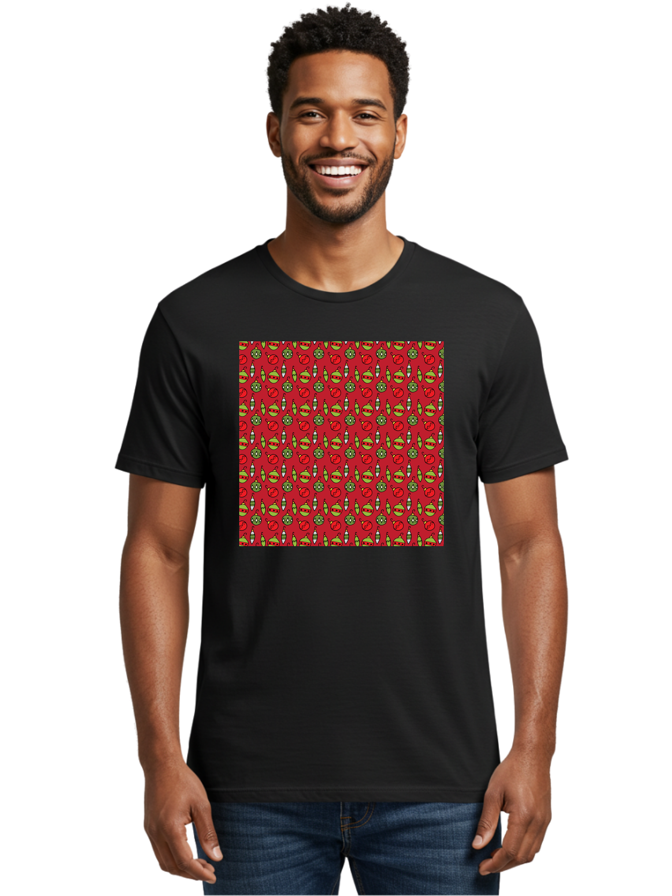 Bombs-Pattern Men'S Graphic Tee, 100% Cotton, Comfortable Casual Summer Wear, Machine Washable, Bombs And Emoji, Cartoon Graphics, War Symbols, Red Background, Green And Red Colors, Cute Illustrations, Funny Patterns, Danger Signs, -  Aaa770