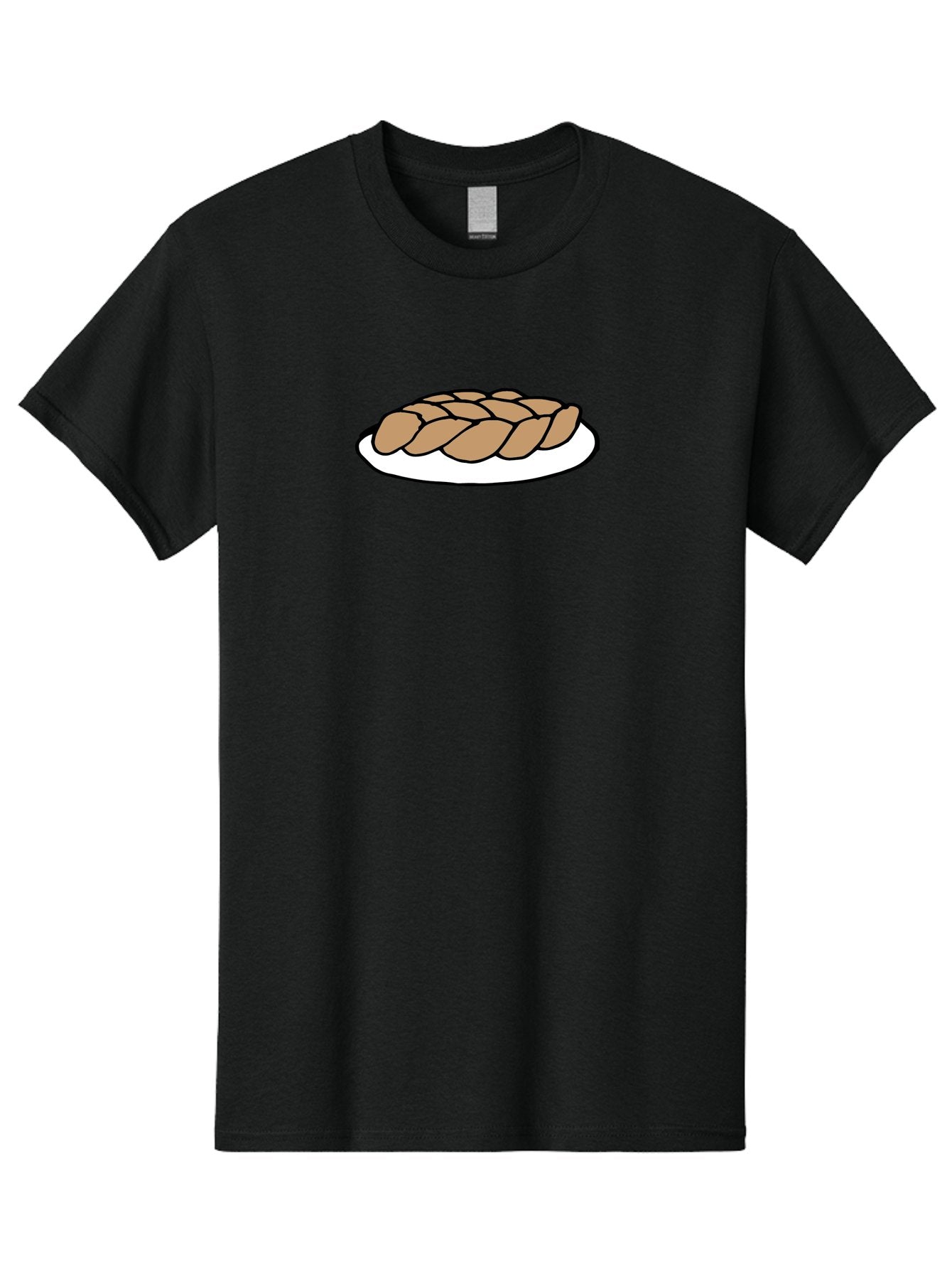 Braided-Loaf-Of-Bread Men'S Graphic Tee, 100% Cotton, Comfortable Casual Summer Wear, Machine Washable, Braided Bread, Baked Goods, Artisanal Bread, Bread On Plate, White Plate, Brown Bread, Traditional Bread, Freshly Baked -  Aaa771 5