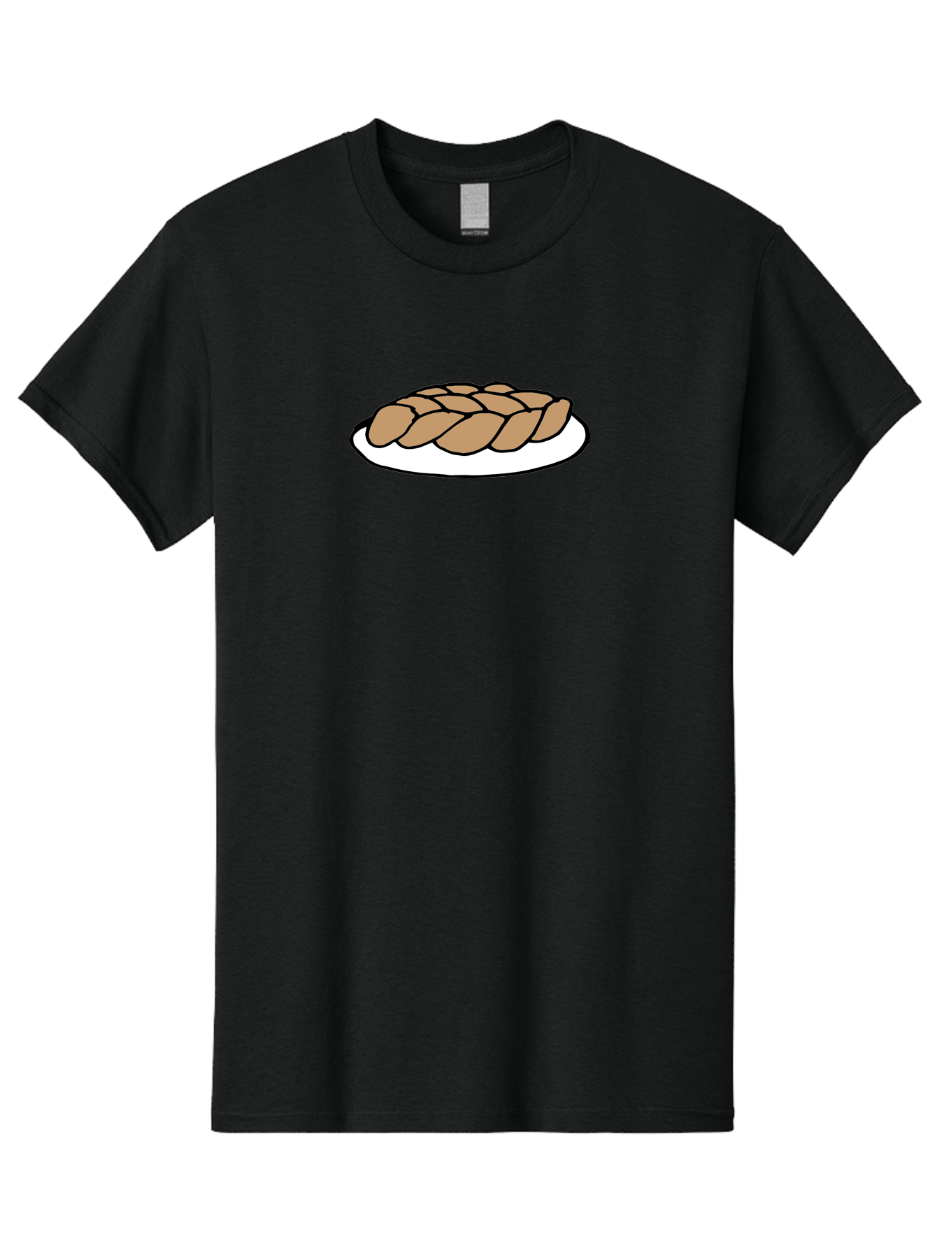 Braided-Loaf-Of-Bread Men'S Graphic Tee, 100% Cotton, Comfortable Casual Summer Wear, Machine Washable, Braided Bread, Baked Goods, Artisanal Bread, Bread On Plate, White Plate, Brown Bread, Traditional Bread, Freshly Baked -  Aaa771