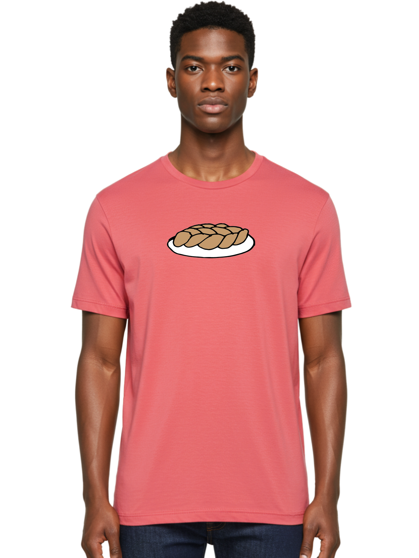 Braided-Loaf-Of-Bread Men'S Graphic Tee, 100% Cotton, Comfortable Casual Summer Wear, Machine Washable, Braided Bread, Baked Goods, Artisanal Bread, Bread On Plate, White Plate, Brown Bread, Traditional Bread, Freshly Baked -  Aaa771 6