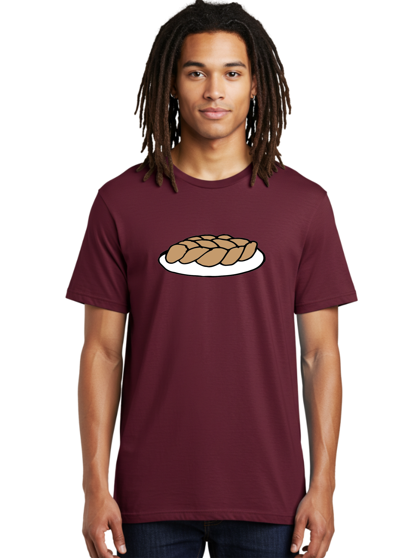 Braided-Loaf-Of-Bread Men'S Graphic Tee, 100% Cotton, Comfortable Casual Summer Wear, Machine Washable, Braided Bread, Baked Goods, Artisanal Bread, Bread On Plate, White Plate, Brown Bread, Traditional Bread, Freshly Baked -  Aaa771 14