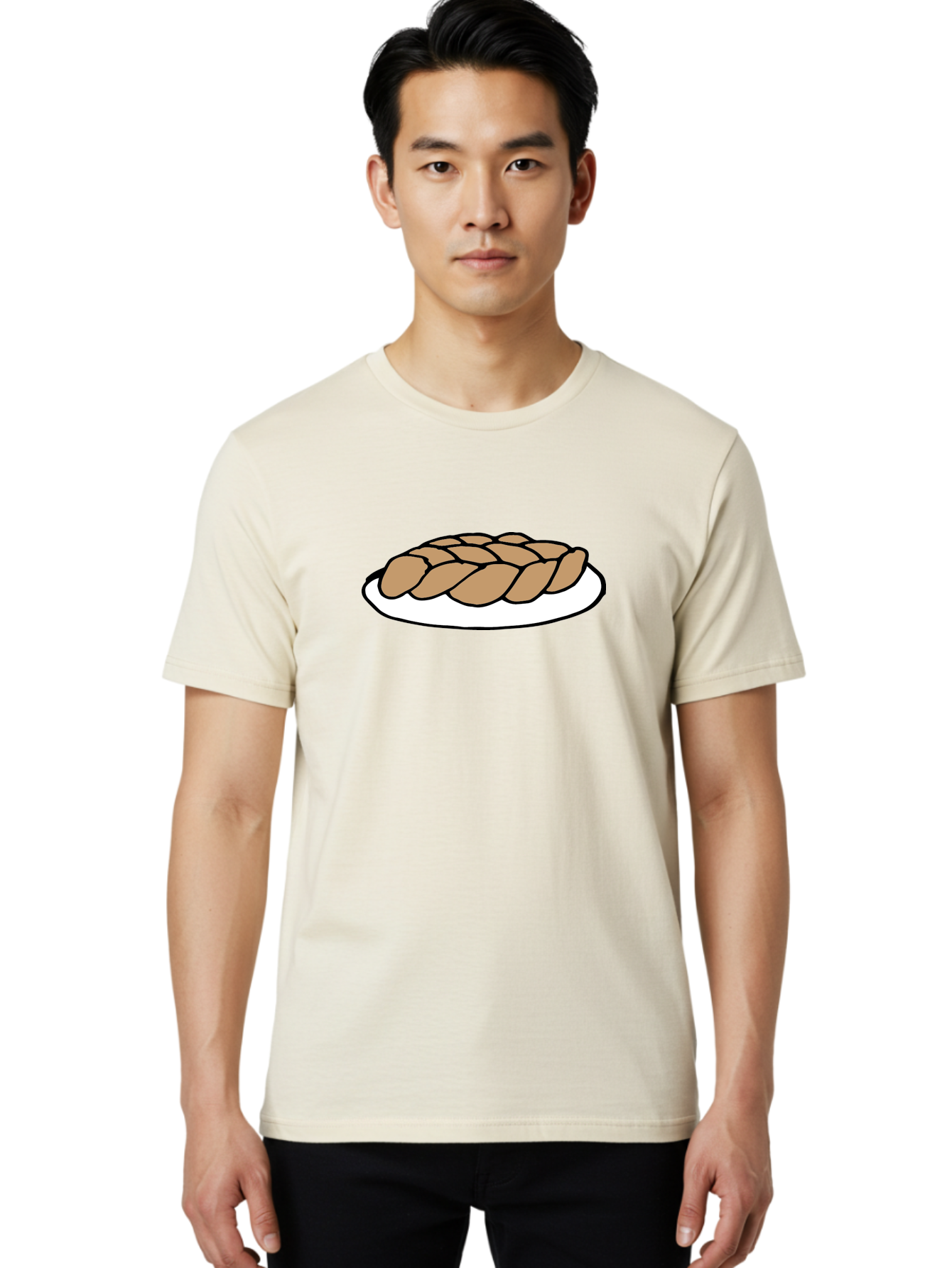 Braided-Loaf-Of-Bread Men'S Graphic Tee, 100% Cotton, Comfortable Casual Summer Wear, Machine Washable, Braided Bread, Baked Goods, Artisanal Bread, Bread On Plate, White Plate, Brown Bread, Traditional Bread, Freshly Baked -  Aaa771 18