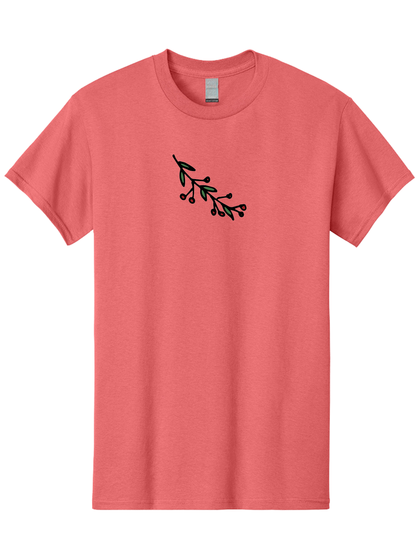 Branch-With-Berries Men'S Graphic Tee, 100% Cotton, Comfortable Casual Summer Wear, Machine Washable, Olive Branch, Cartoon Illustration, Red Berries, Black Stems, Green Leaves, Simple Design, Minimalist Art, Symbolic Imagery, Peace Symbol -  Aaa772 5