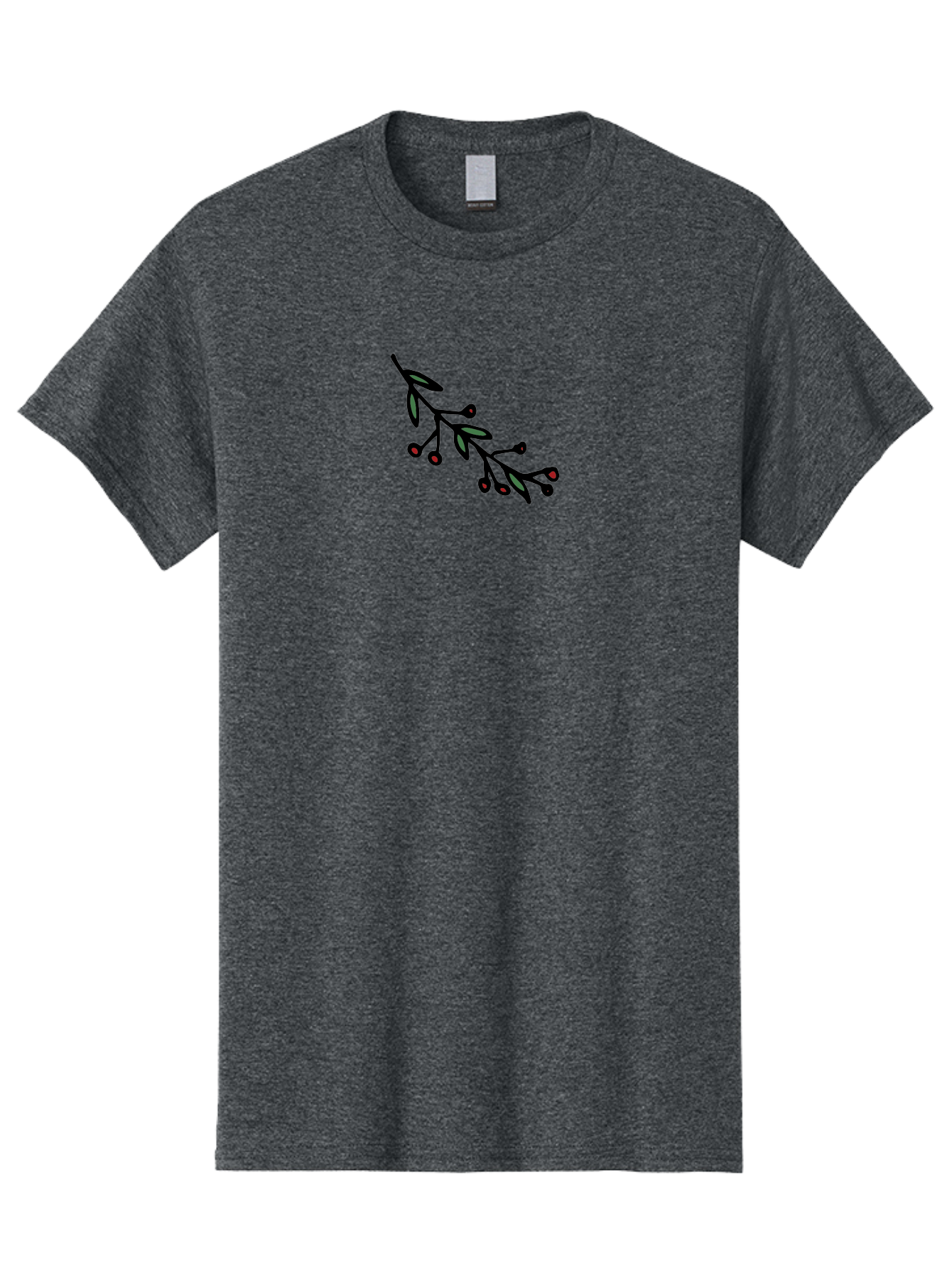 Branch-With-Berries Men'S Graphic Tee, 100% Cotton, Comfortable Casual Summer Wear, Machine Washable, Olive Branch, Cartoon Illustration, Red Berries, Black Stems, Green Leaves, Simple Design, Minimalist Art, Symbolic Imagery, Peace Symbol -  Aaa772 7