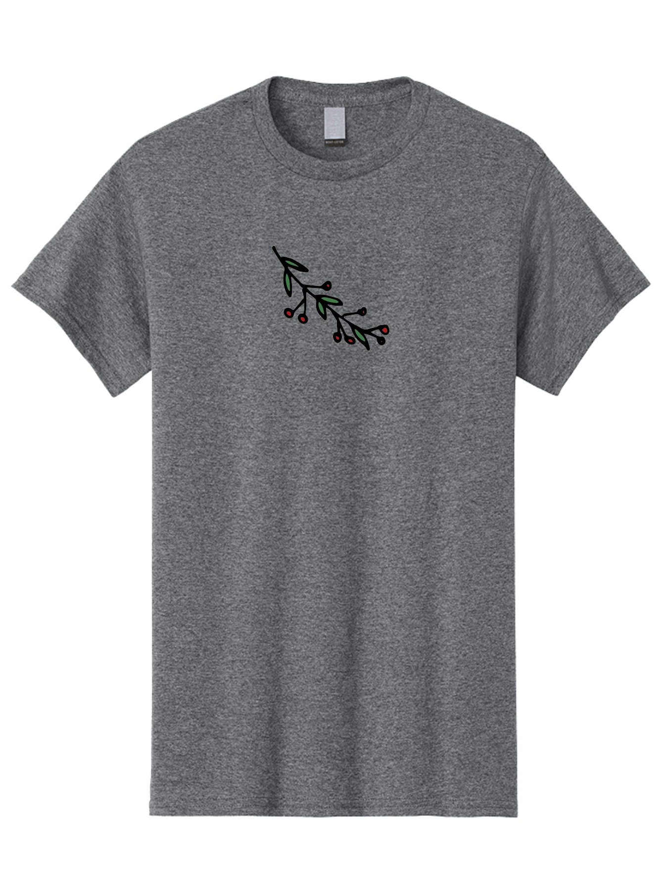Branch-With-Berries Men'S Graphic Tee, 100% Cotton, Comfortable Casual Summer Wear, Machine Washable, Olive Branch, Cartoon Illustration, Red Berries, Black Stems, Green Leaves, Simple Design, Minimalist Art, Symbolic Imagery, Peace Symbol -  Aaa772 9