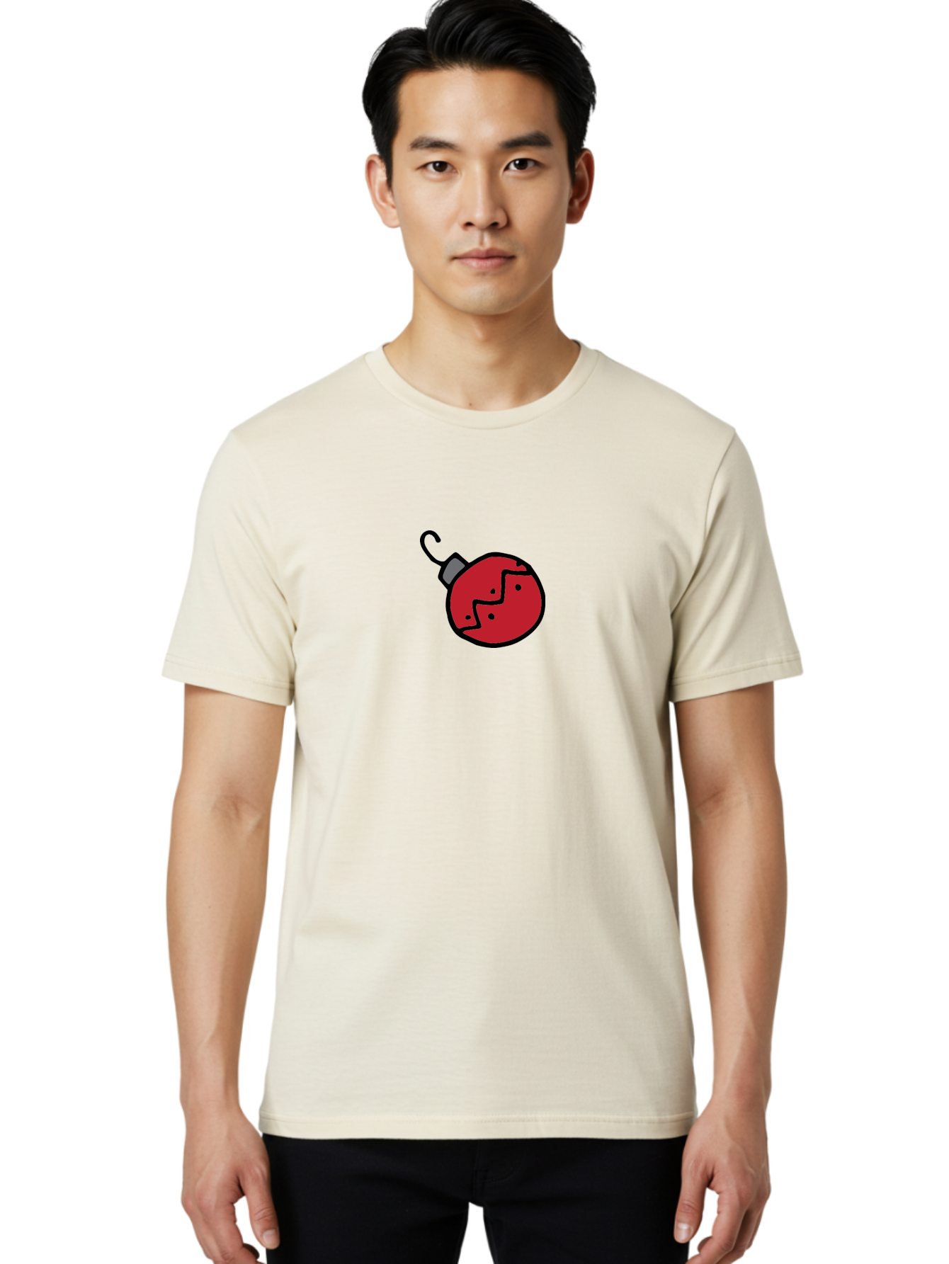 Broken-Red-Bauble Men'S Graphic Tee, 100% Cotton, Comfortable Casual Summer Wear, Machine Washable, Broken Christmas Ornament, Red Bauble, Shattered Decoration, Festive Fragility, Holiday Decor, Cracked Glass, Black Outline -  Aaa773 18