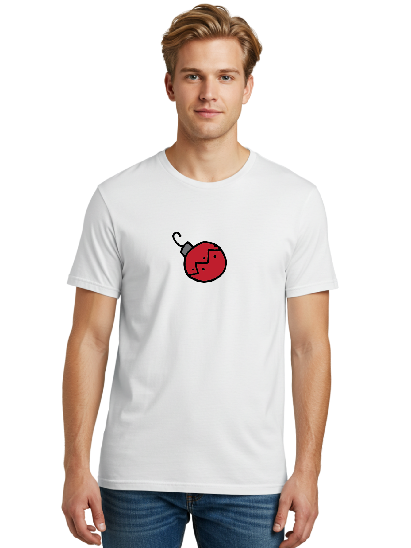 Broken-Red-Bauble Men'S Graphic Tee, 100% Cotton, Comfortable Casual Summer Wear, Machine Washable, Broken Christmas Ornament, Red Bauble, Shattered Decoration, Festive Fragility, Holiday Decor, Cracked Glass, Black Outline -  Aaa773 30