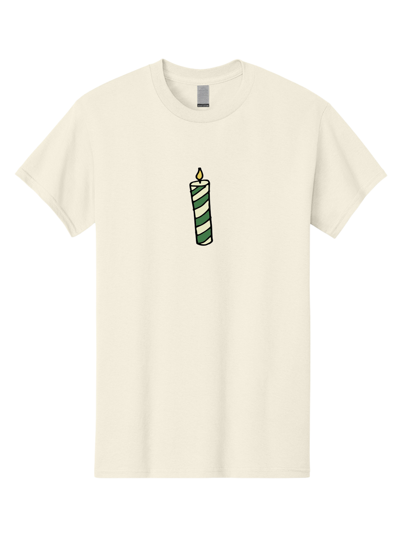 Candle-1 Men'S Graphic Tee, 100% Cotton, Comfortable Casual Summer Wear, Machine Washable, Striped Candle, Lit Candle, Decorative Candle, Green And White Stripes, Black Outline, Warm Lighting, Cozy Ambiance, Relaxation, Ambiance, -  Aaa774 17