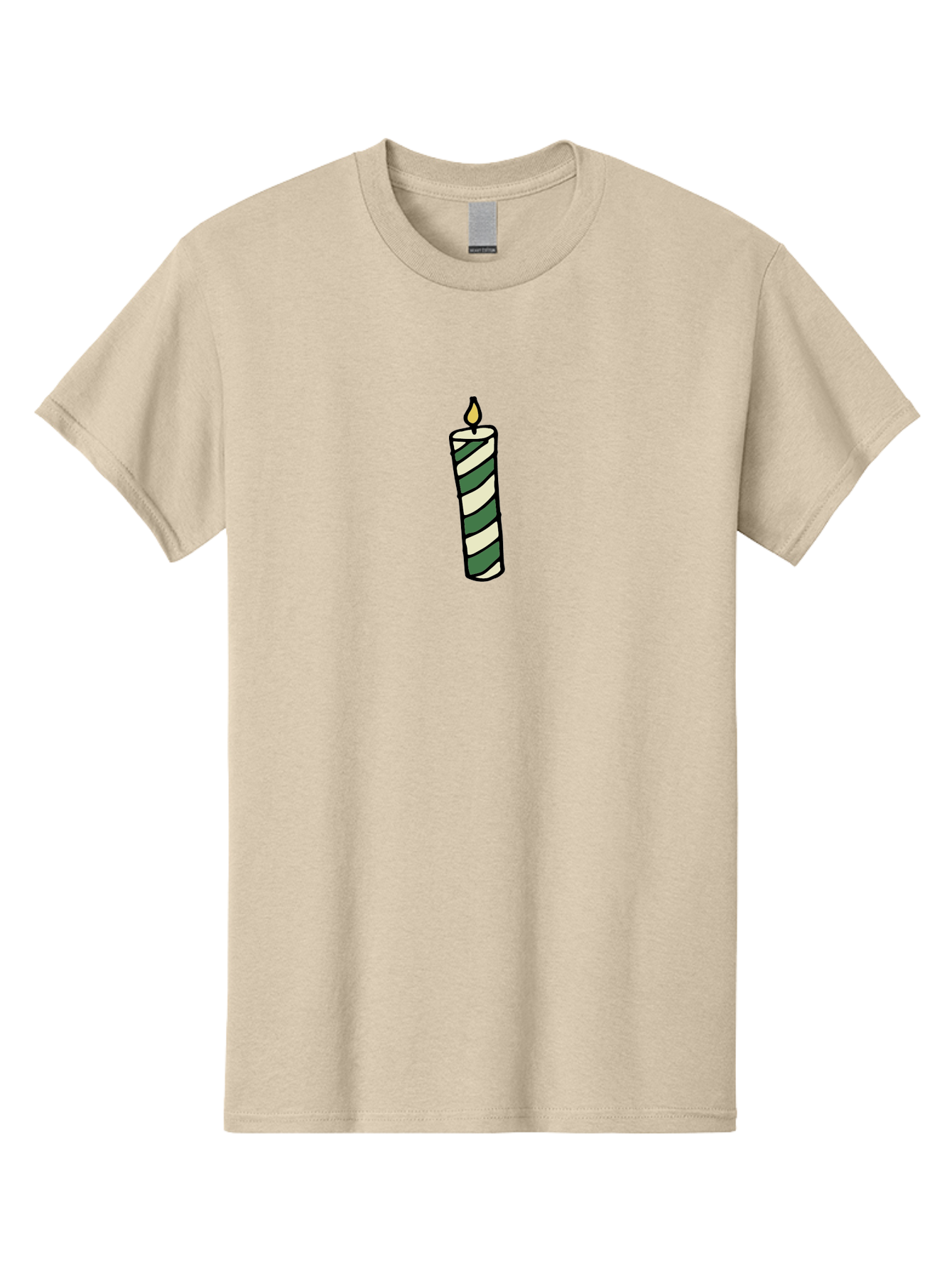 Candle-1 Men'S Graphic Tee, 100% Cotton, Comfortable Casual Summer Wear, Machine Washable, Striped Candle, Lit Candle, Decorative Candle, Green And White Stripes, Black Outline, Warm Lighting, Cozy Ambiance, Relaxation, Ambiance, -  Aaa774 27