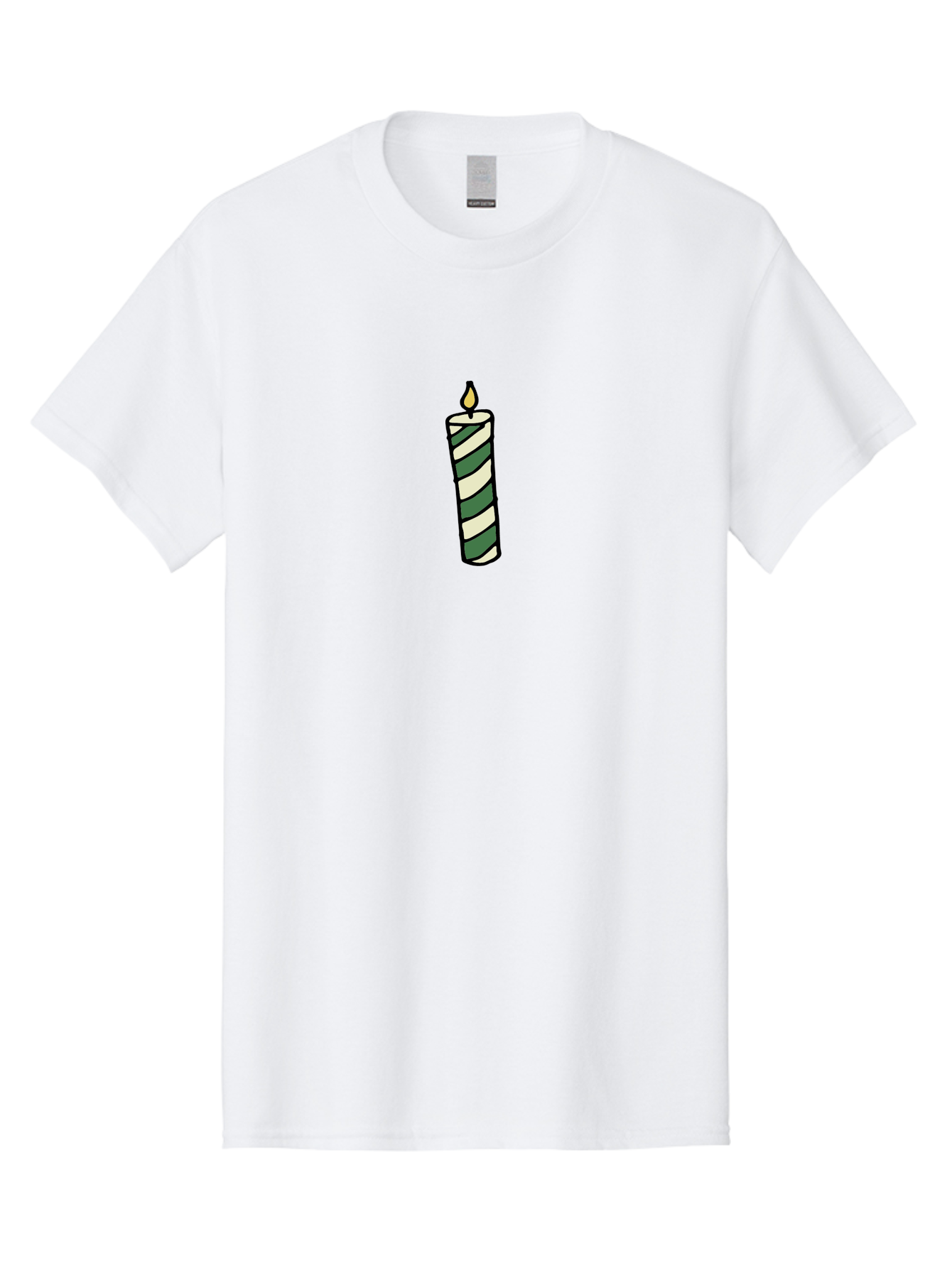 Candle-1 Men'S Graphic Tee, 100% Cotton, Comfortable Casual Summer Wear, Machine Washable, Striped Candle, Lit Candle, Decorative Candle, Green And White Stripes, Black Outline, Warm Lighting, Cozy Ambiance, Relaxation, Ambiance, -  Aaa774 29