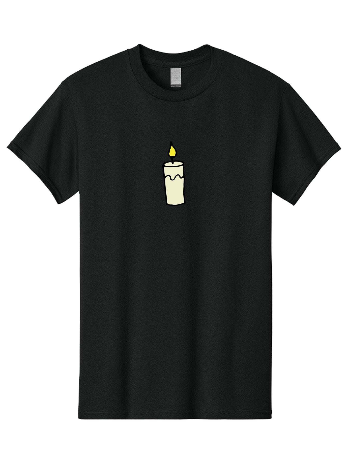 Candle-3 Men'S Graphic Tee, 100% Cotton, Comfortable Casual Summer Wear, Machine Washable, Lit Candle, Melting Wax, Yellow Flame, Flickering Light, Simple Illustration, Minimalist Design, Soothing Ambiance, Relaxation, Calm Atmosphere -  Aaa776