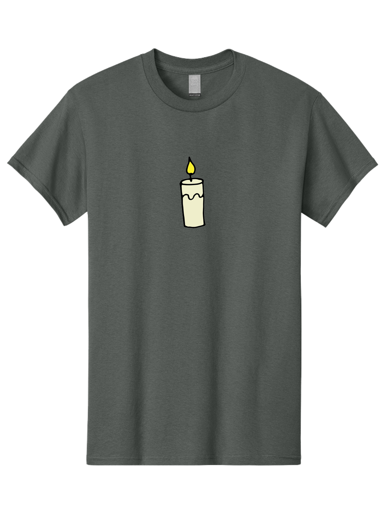 Candle-3 Men'S Graphic Tee, 100% Cotton, Comfortable Casual Summer Wear, Machine Washable, Lit Candle, Melting Wax, Yellow Flame, Flickering Light, Simple Illustration, Minimalist Design, Soothing Ambiance, Relaxation, Calm Atmosphere -  Aaa776 3