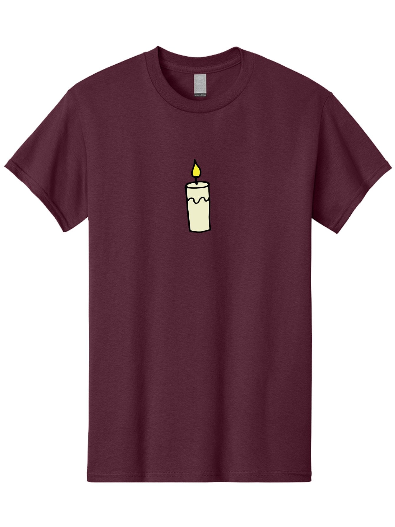 Candle-3 Men'S Graphic Tee, 100% Cotton, Comfortable Casual Summer Wear, Machine Washable, Lit Candle, Melting Wax, Yellow Flame, Flickering Light, Simple Illustration, Minimalist Design, Soothing Ambiance, Relaxation, Calm Atmosphere -  Aaa776