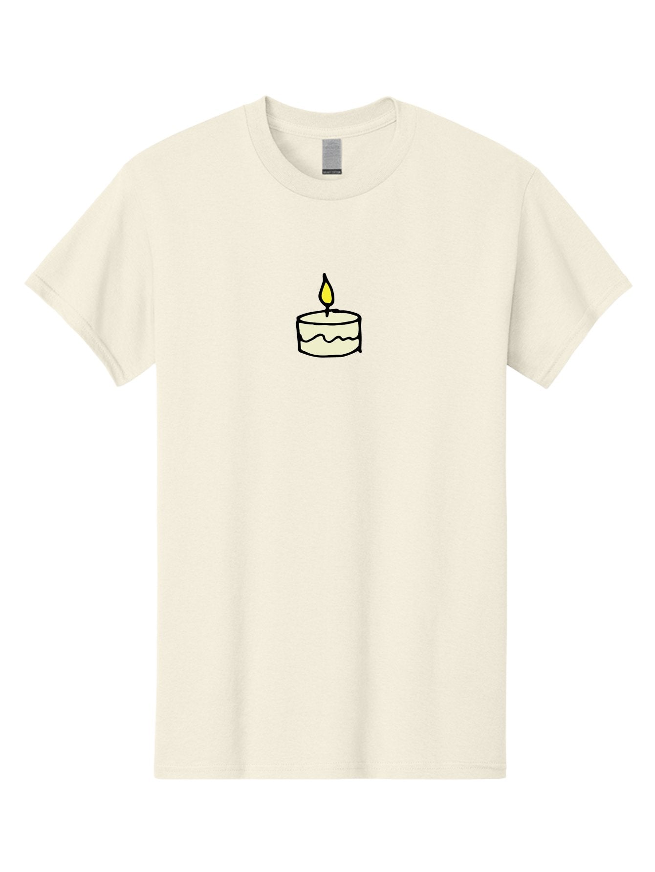 Candle-4 Men'S Graphic Tee, 100% Cotton, Comfortable Casual Summer Wear, Machine Washable, Candle With Yellow Flame, Birthday Candle, Wax Melting, Soft Glow, Warm Ambiance, Festive Decor, Celebration Atmosphere, Simple Illustration -  Aaa777 7