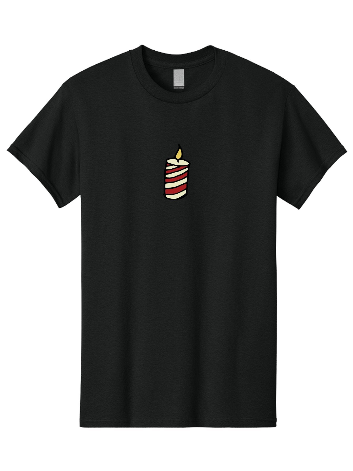 Candle Men'S Graphic Tee, 100% Cotton, Comfortable Casual Summer Wear, Machine Washable, Red And White Striped Candle, Lit Candle, Warm Ambiance, Relaxing Atmosphere, Peaceful Decor, Cozy Lighting, Simple Design -  Aaa778 4