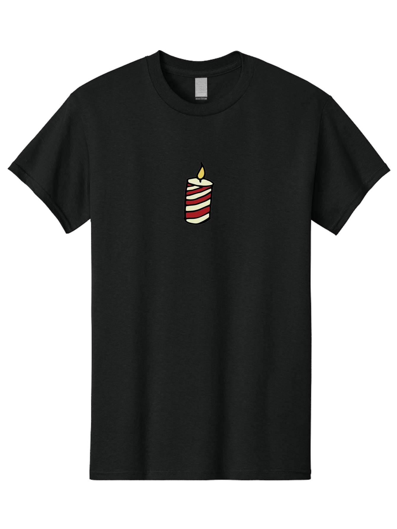 Candle Men'S Graphic Tee, 100% Cotton, Comfortable Casual Summer Wear, Machine Washable, Red And White Striped Candle, Lit Candle, Warm Ambiance, Relaxing Atmosphere, Peaceful Decor, Cozy Lighting, Simple Design -  Aaa778