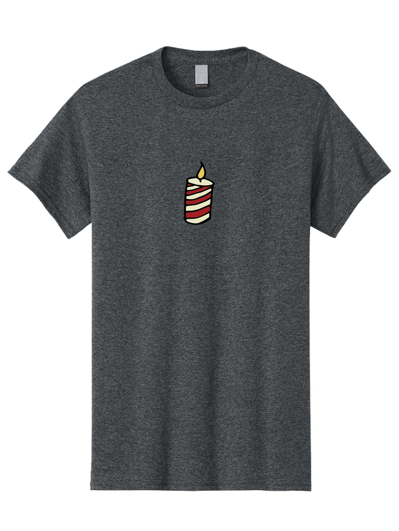Candle Men'S Graphic Tee, 100% Cotton, Comfortable Casual Summer Wear, Machine Washable, Red And White Striped Candle, Lit Candle, Warm Ambiance, Relaxing Atmosphere, Peaceful Decor, Cozy Lighting, Simple Design -  Aaa778 7