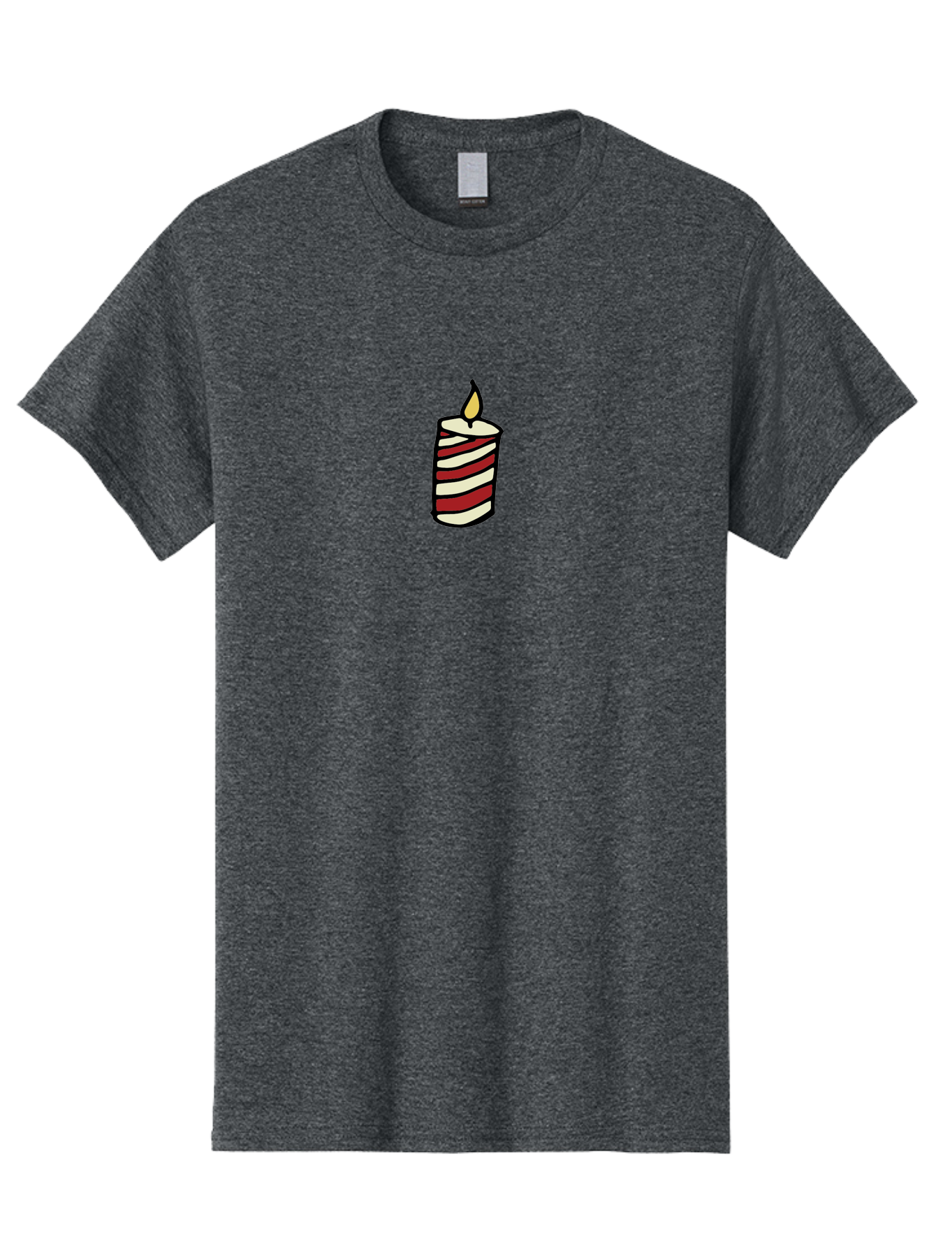 Candle Men'S Graphic Tee, 100% Cotton, Comfortable Casual Summer Wear, Machine Washable, Red And White Striped Candle, Lit Candle, Warm Ambiance, Relaxing Atmosphere, Peaceful Decor, Cozy Lighting, Simple Design -  Aaa778 7