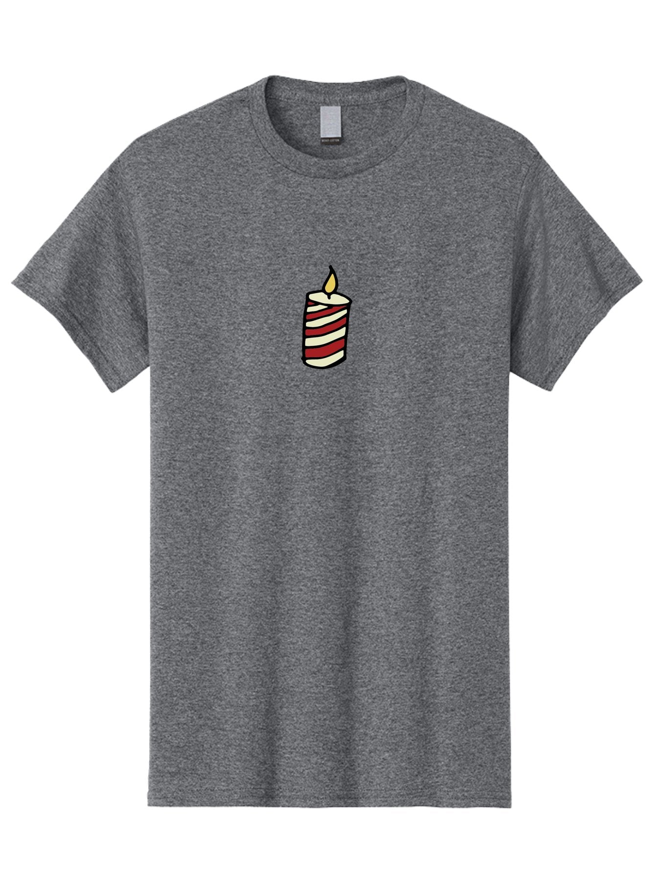 Candle Men'S Graphic Tee, 100% Cotton, Comfortable Casual Summer Wear, Machine Washable, Red And White Striped Candle, Lit Candle, Warm Ambiance, Relaxing Atmosphere, Peaceful Decor, Cozy Lighting, Simple Design -  Aaa778 12