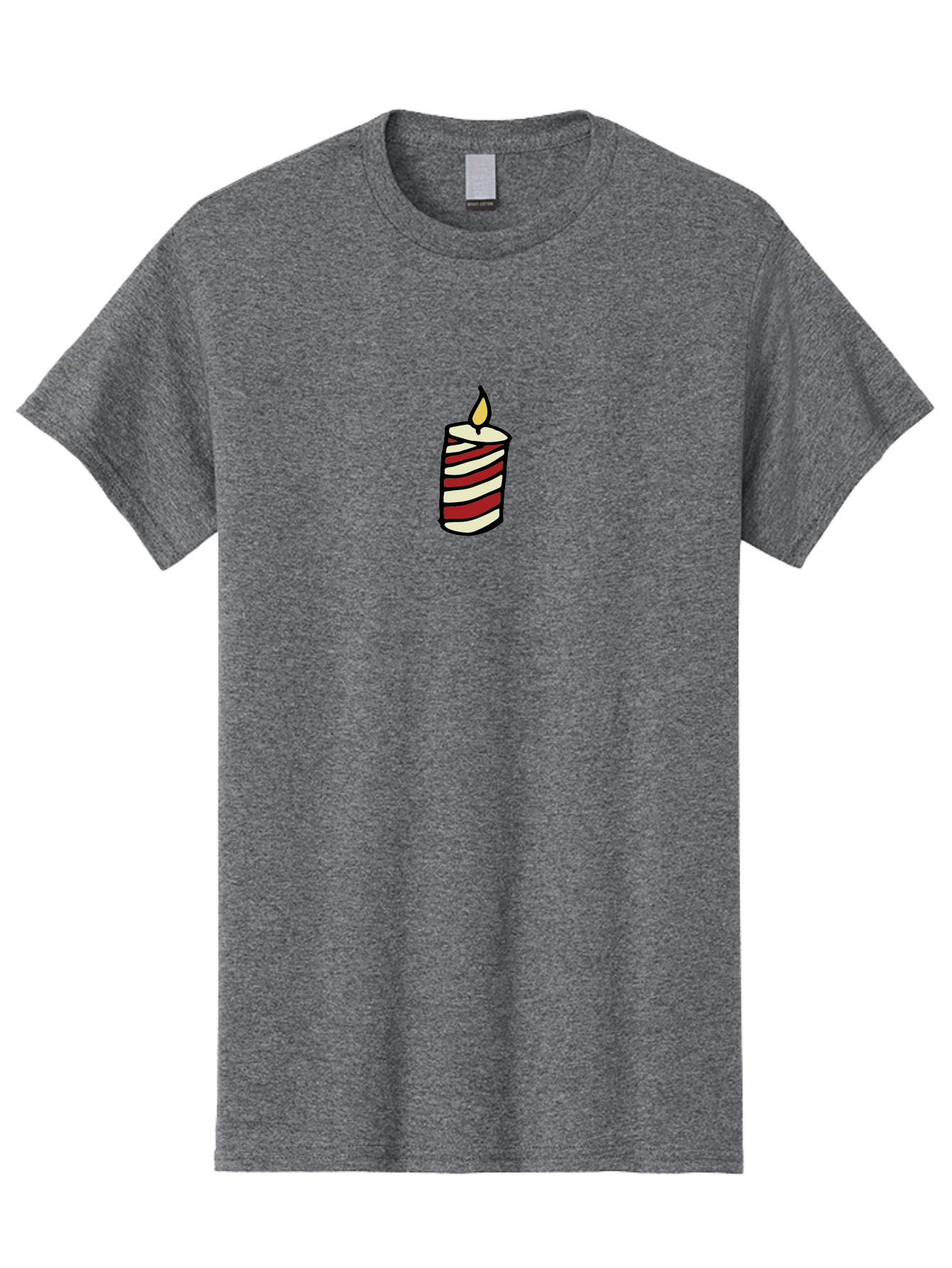 Candle Men'S Graphic Tee, 100% Cotton, Comfortable Casual Summer Wear, Machine Washable, Red And White Striped Candle, Lit Candle, Warm Ambiance, Relaxing Atmosphere, Peaceful Decor, Cozy Lighting, Simple Design -  Aaa778 9