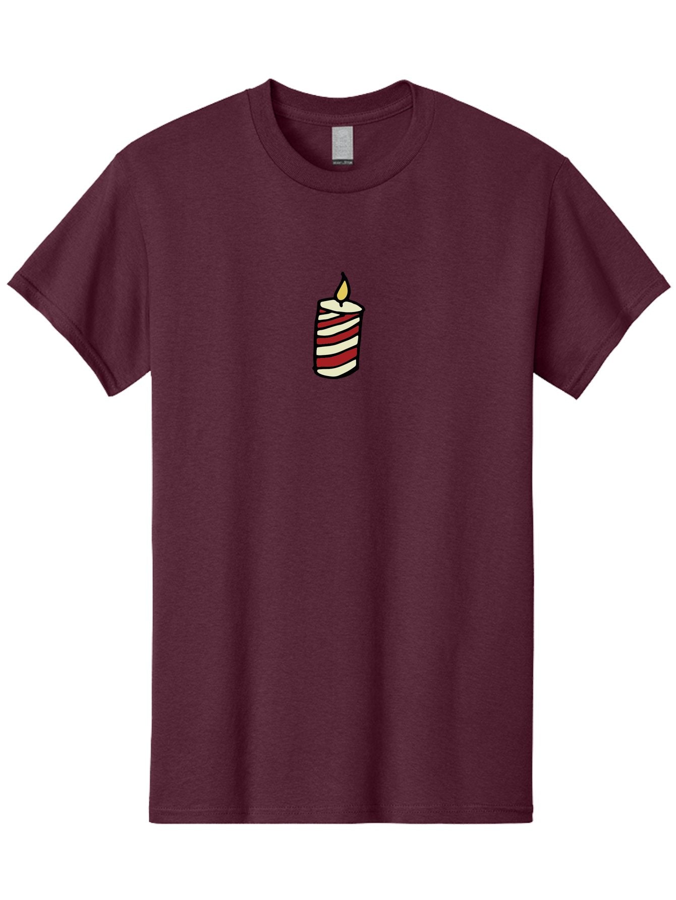 Candle Men'S Graphic Tee, 100% Cotton, Comfortable Casual Summer Wear, Machine Washable, Red And White Striped Candle, Lit Candle, Warm Ambiance, Relaxing Atmosphere, Peaceful Decor, Cozy Lighting, Simple Design -  Aaa778 15