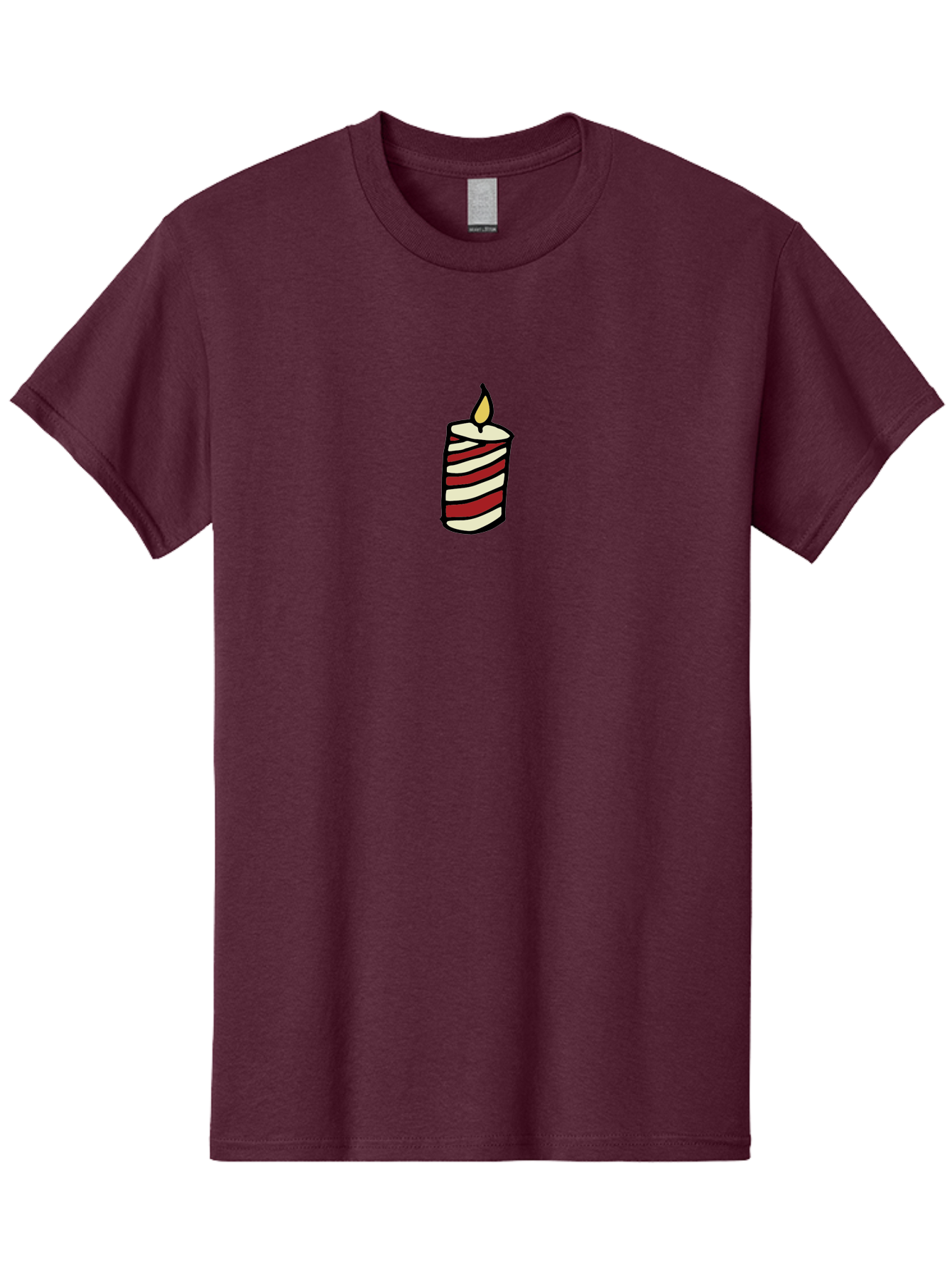 Candle Men'S Graphic Tee, 100% Cotton, Comfortable Casual Summer Wear, Machine Washable, Red And White Striped Candle, Lit Candle, Warm Ambiance, Relaxing Atmosphere, Peaceful Decor, Cozy Lighting, Simple Design -  Aaa778 13