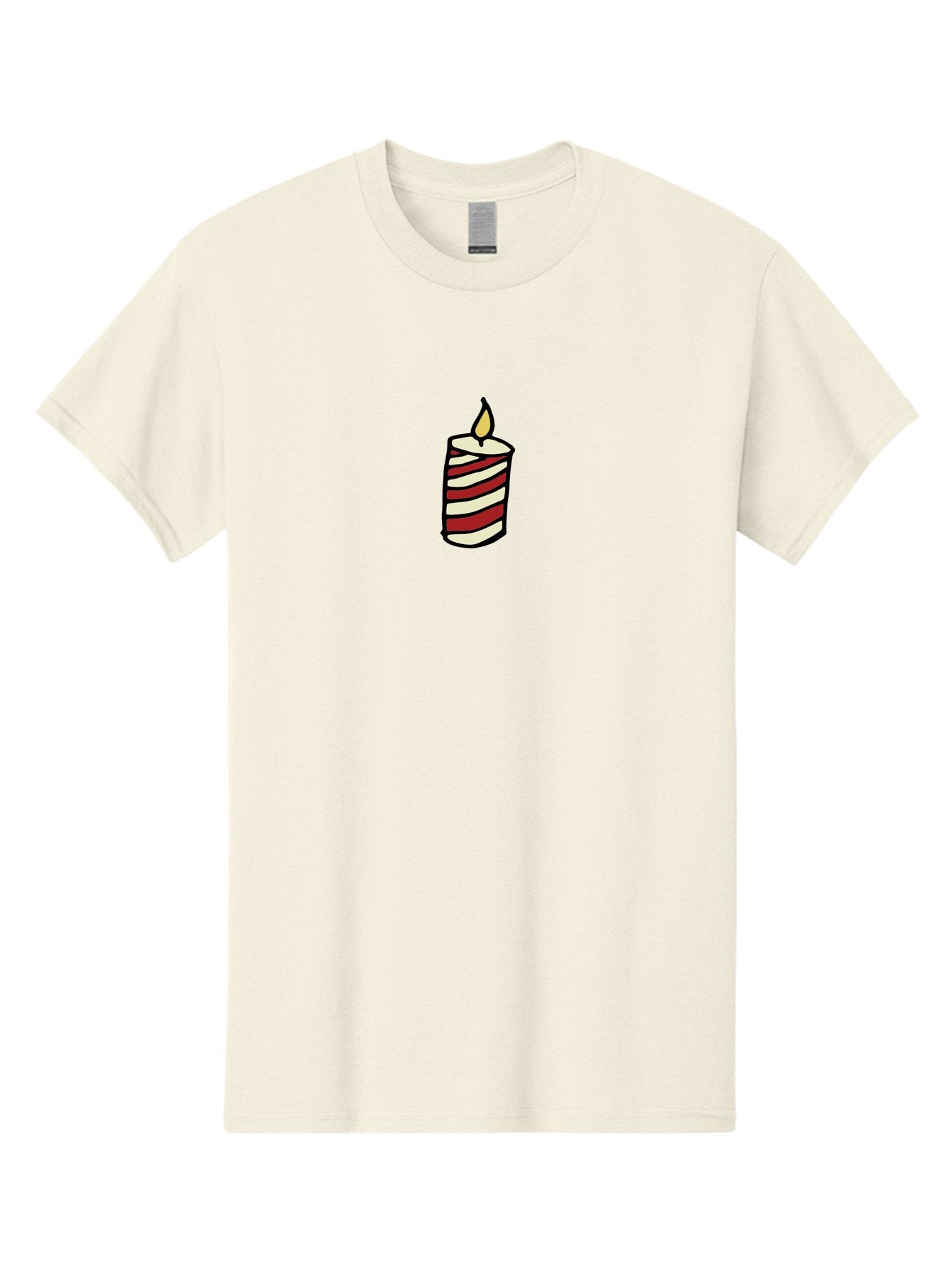 Candle Men'S Graphic Tee, 100% Cotton, Comfortable Casual Summer Wear, Machine Washable, Red And White Striped Candle, Lit Candle, Warm Ambiance, Relaxing Atmosphere, Peaceful Decor, Cozy Lighting, Simple Design -  Aaa778 6