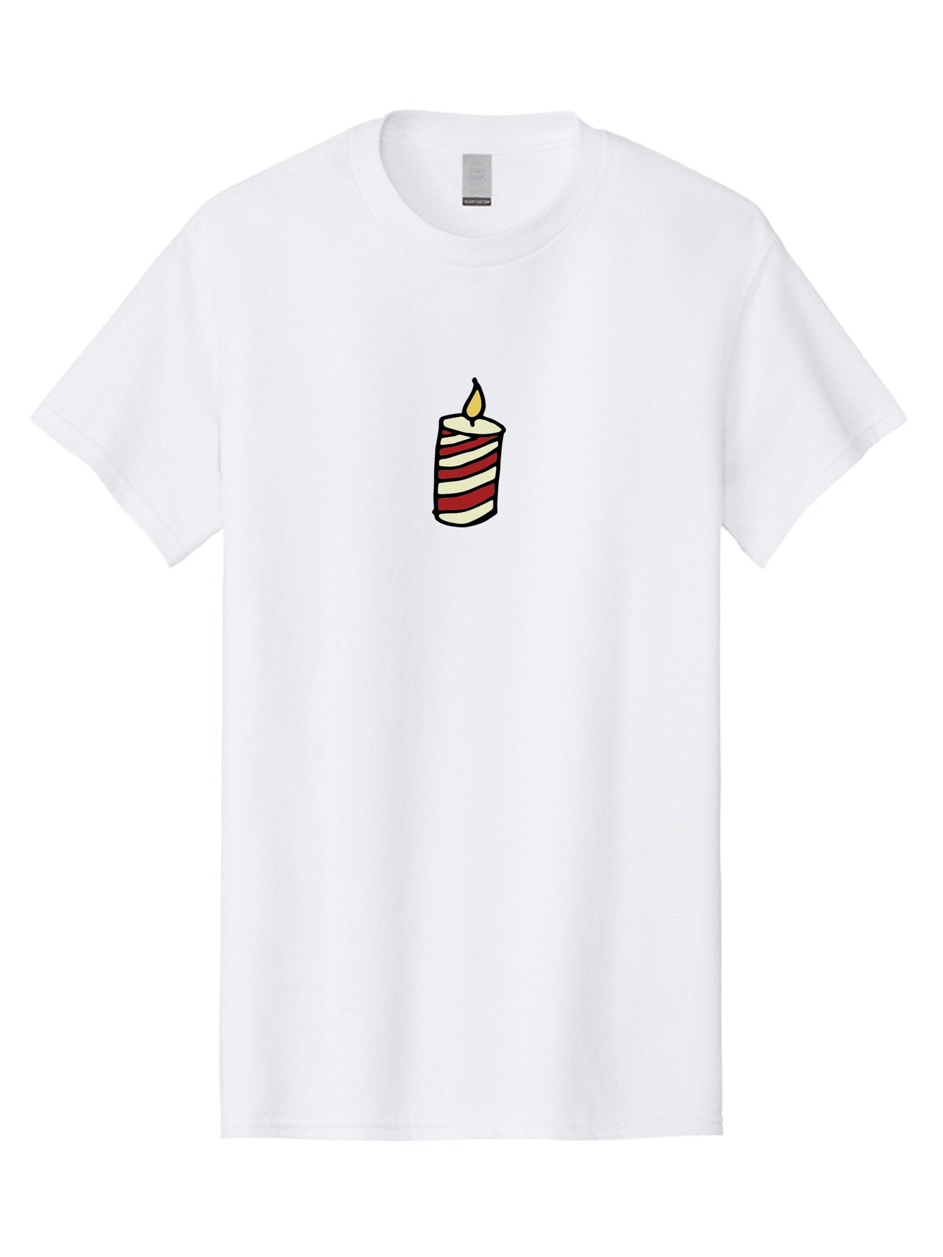 Candle Men'S Graphic Tee, 100% Cotton, Comfortable Casual Summer Wear, Machine Washable, Red And White Striped Candle, Lit Candle, Warm Ambiance, Relaxing Atmosphere, Peaceful Decor, Cozy Lighting, Simple Design -  Aaa778 10