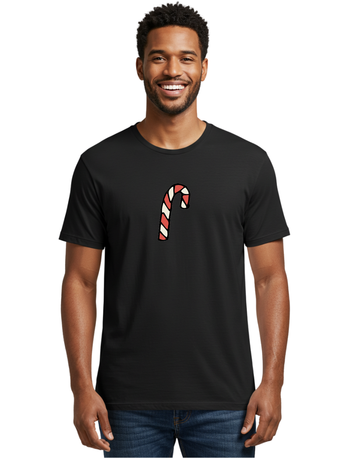Candy-Cane-1 Men'S Graphic Tee, 100% Cotton, Comfortable Casual Summer Wear, Machine Washable, Candy Cane, Red And White Stripes, Festive Holiday Treat, Christmas Symbol, Sweet Candy, Winter Wonderland, Holiday Cheer, Peppermint Flavor -  Aaa779