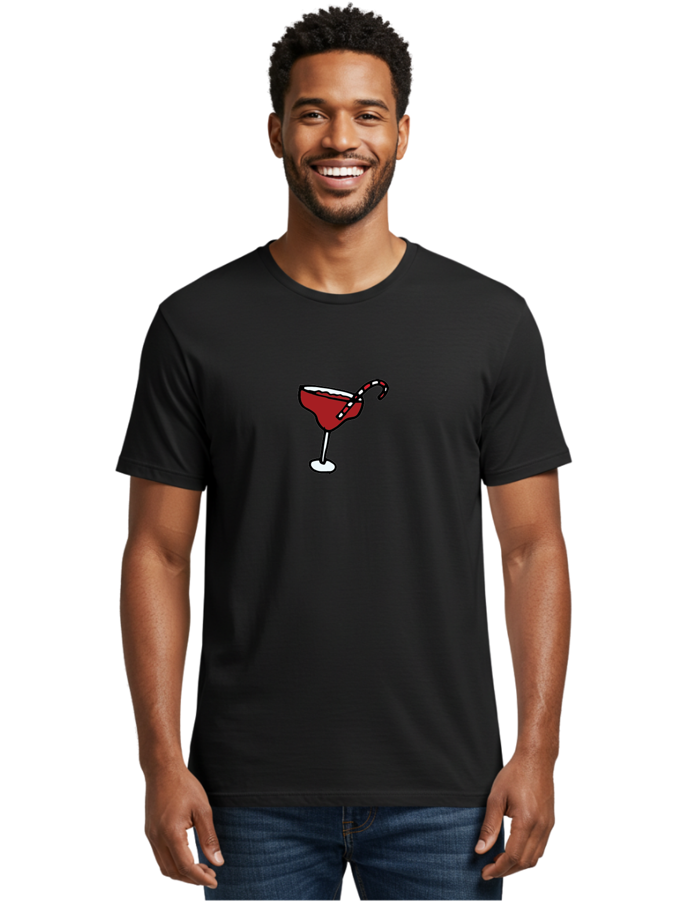 Candy-Cane-Martini Men'S Graphic Tee, 100% Cotton, Comfortable Casual Summer Wear, Machine Washable, Martini Glass, Red Cocktail, Candy Cane Garnish, Festive Drink, Holiday Party, Sweet Treat, Christmas Cocktail -  Aaa783 28