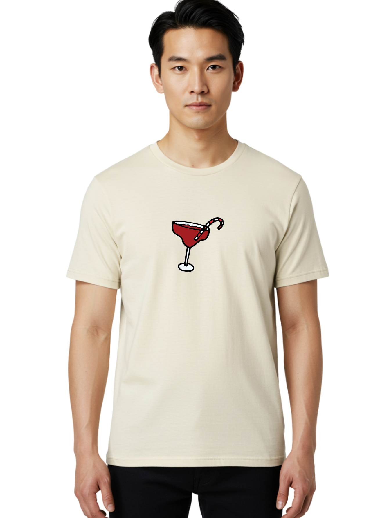 Candy-Cane-Martini Men'S Graphic Tee, 100% Cotton, Comfortable Casual Summer Wear, Machine Washable, Martini Glass, Red Cocktail, Candy Cane Garnish, Festive Drink, Holiday Party, Sweet Treat, Christmas Cocktail -  Aaa783 4