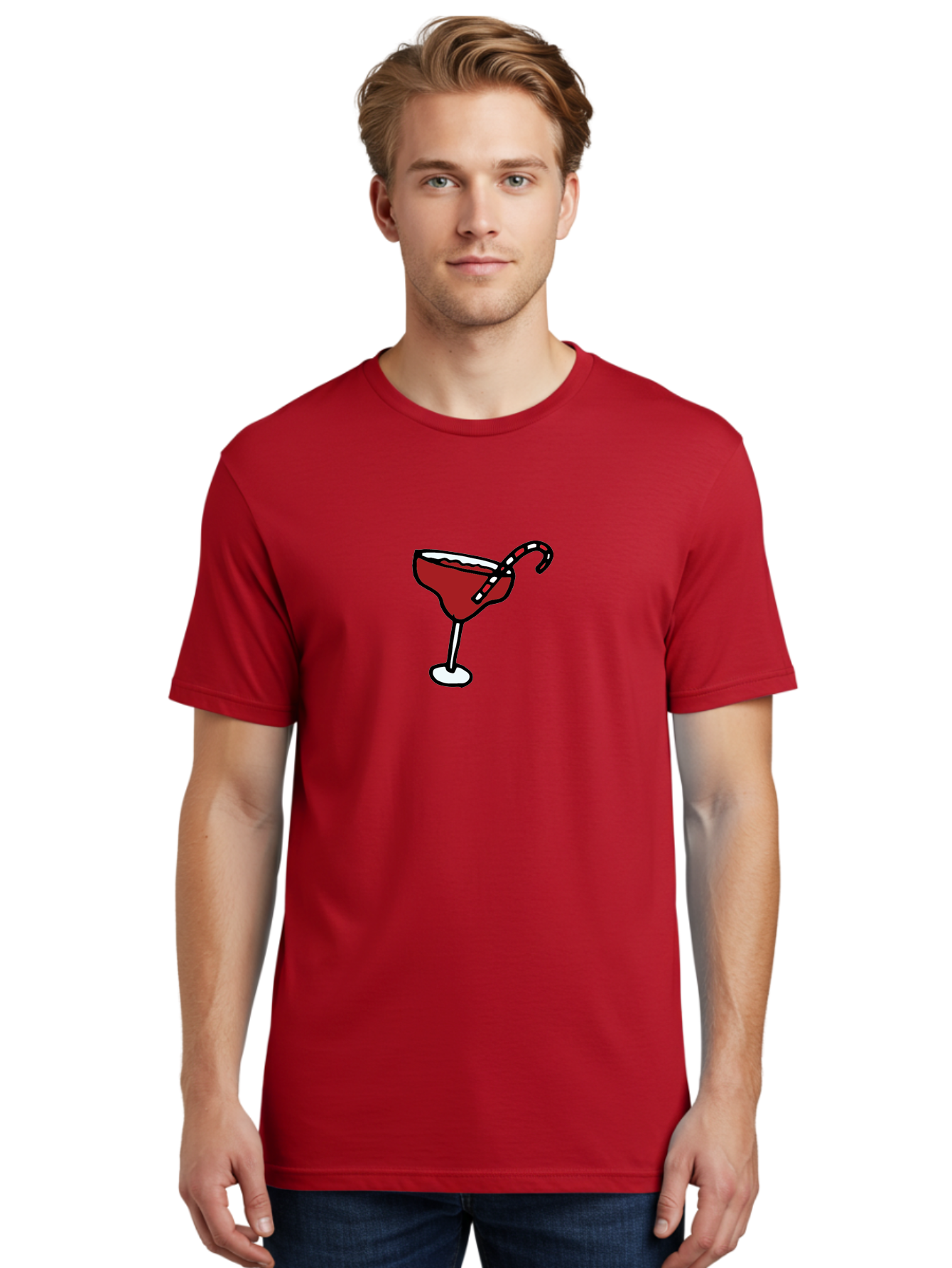 Candy-Cane-Martini Men'S Graphic Tee, 100% Cotton, Comfortable Casual Summer Wear, Machine Washable, Martini Glass, Red Cocktail, Candy Cane Garnish, Festive Drink, Holiday Party, Sweet Treat, Christmas Cocktail -  Aaa783 26