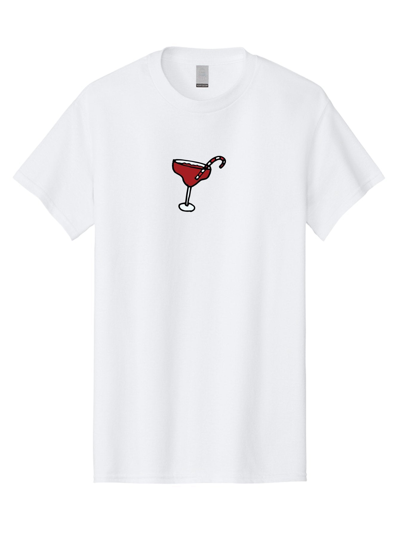 Candy-Cane-Martini Men'S Graphic Tee, 100% Cotton, Comfortable Casual Summer Wear, Machine Washable, Martini Glass, Red Cocktail, Candy Cane Garnish, Festive Drink, Holiday Party, Sweet Treat, Christmas Cocktail -  Aaa783