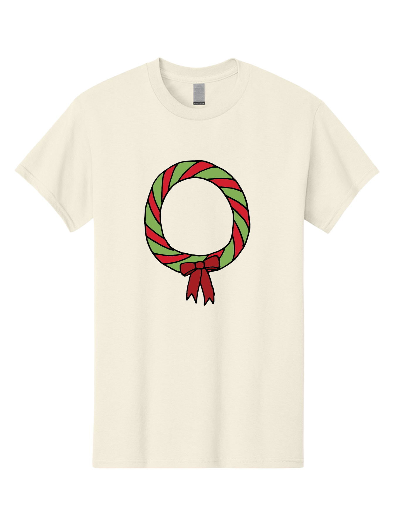 Candy-Cane-Wreath Men'S Graphic Tee, 100% Cotton, Comfortable Casual Summer Wear, Machine Washable, Candy Cane Wreath, Christmas Decoration, Red And Green Stripes, Festive Holiday Decor, Wrapped Candy Design, Ribbon Bow, Sweet Treat Theme, -  Aaa784 17