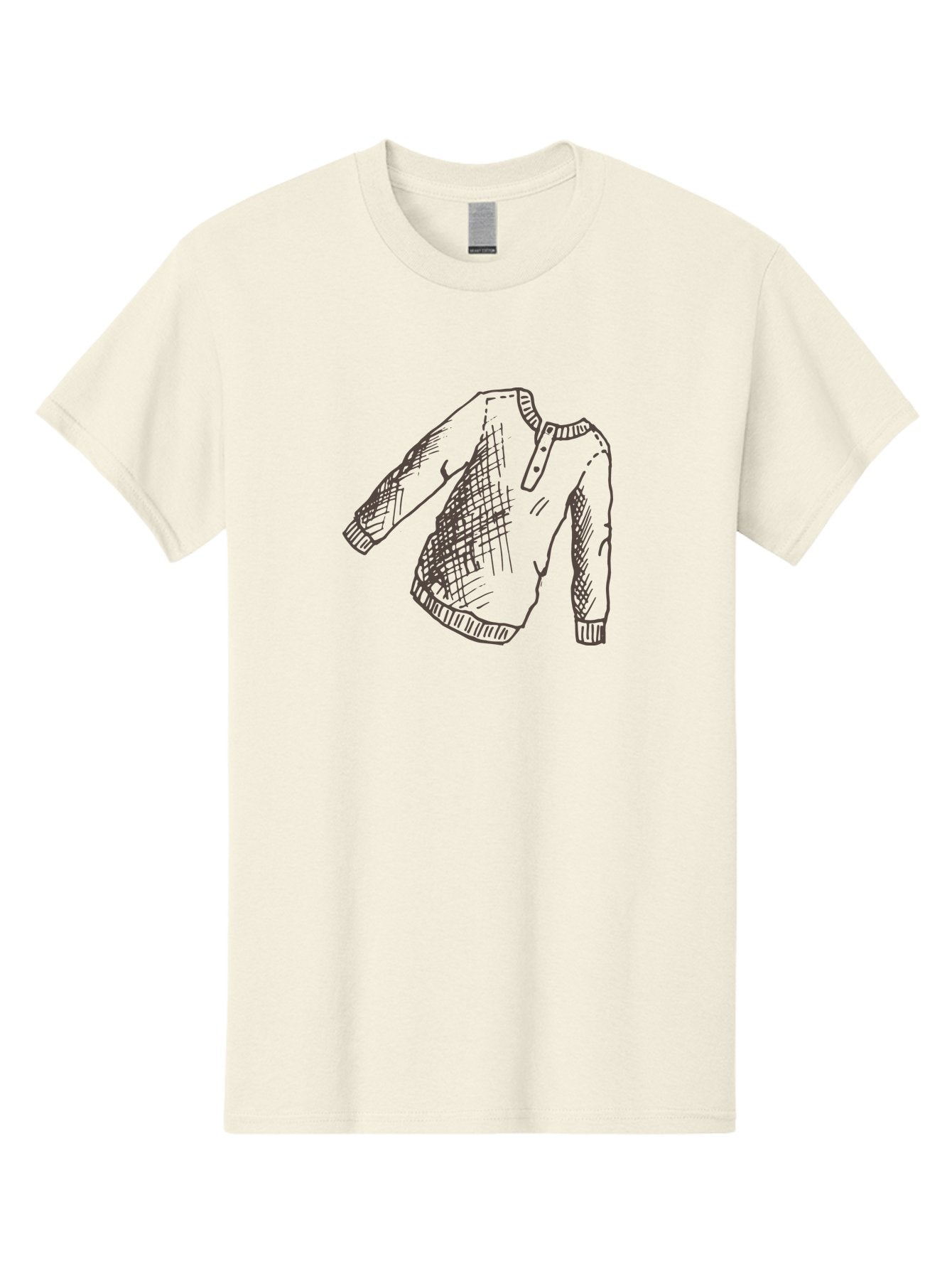 Cardigan-Sweater Men'S Graphic Tee, 100% Cotton, Comfortable Casual Summer Wear, Machine Washable, Hand-Drawn Sweater Illustration, Plaid Pattern, Henley Style, Casual Wear, Knitted Clothing, Fashion Design, Textile Art -  Aaa789