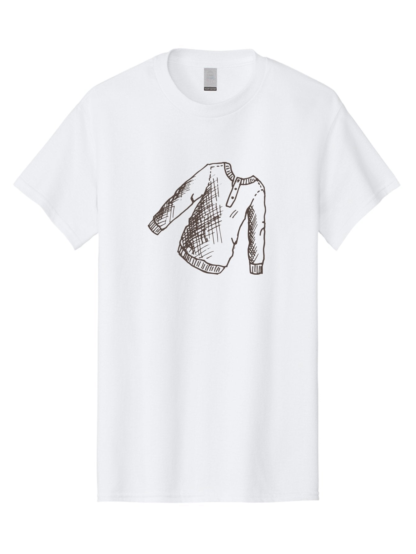 Cardigan-Sweater Men'S Graphic Tee, 100% Cotton, Comfortable Casual Summer Wear, Machine Washable, Hand-Drawn Sweater Illustration, Plaid Pattern, Henley Style, Casual Wear, Knitted Clothing, Fashion Design, Textile Art -  Aaa789