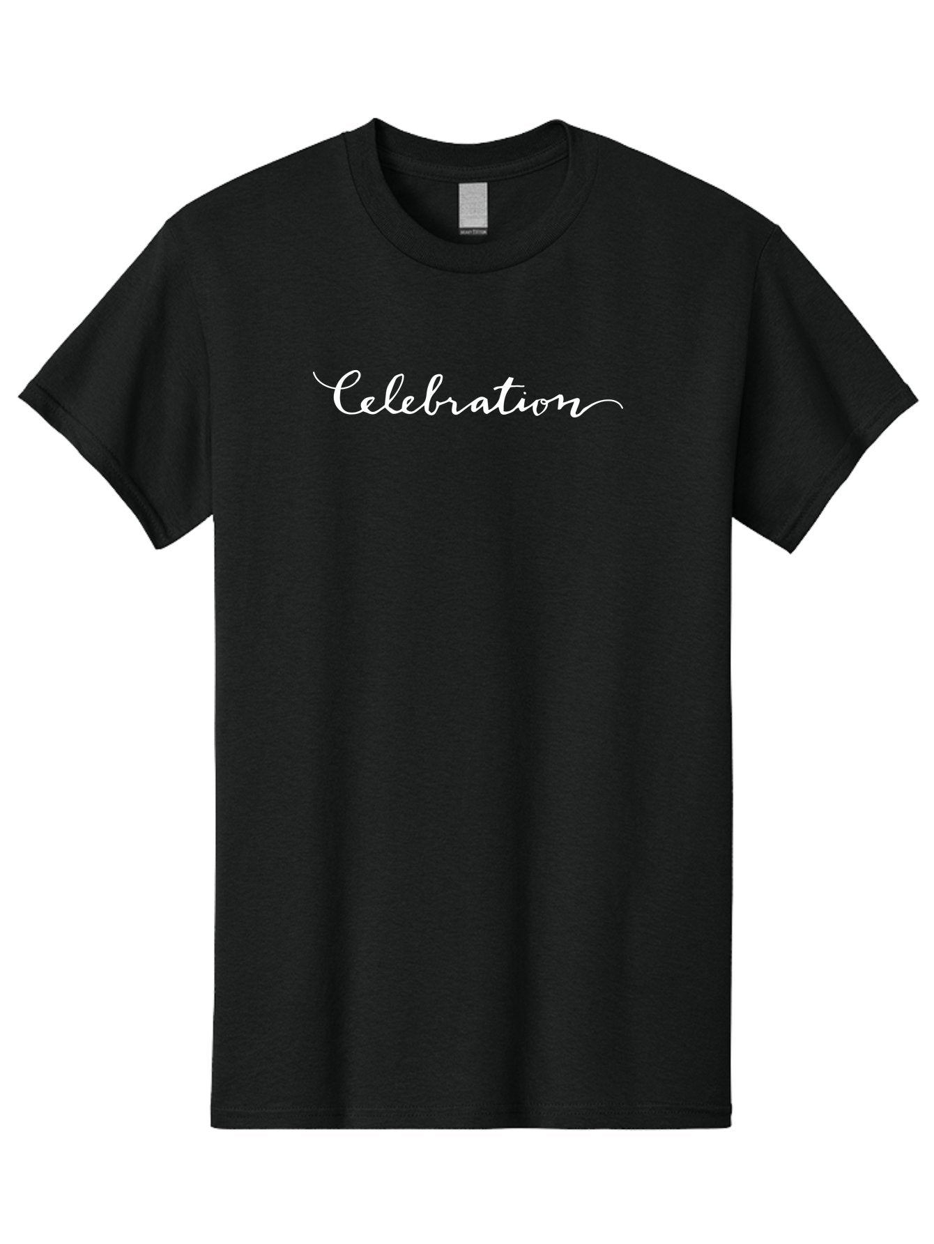 Celebration Men'S Graphic Tee, 100% Cotton, Comfortable Casual Summer Wear, Machine Washable, Party, Festive Atmosphere, Joyful Occasion, Celebration Text, White Cursive Font, Elegant Script -  Aaa792
