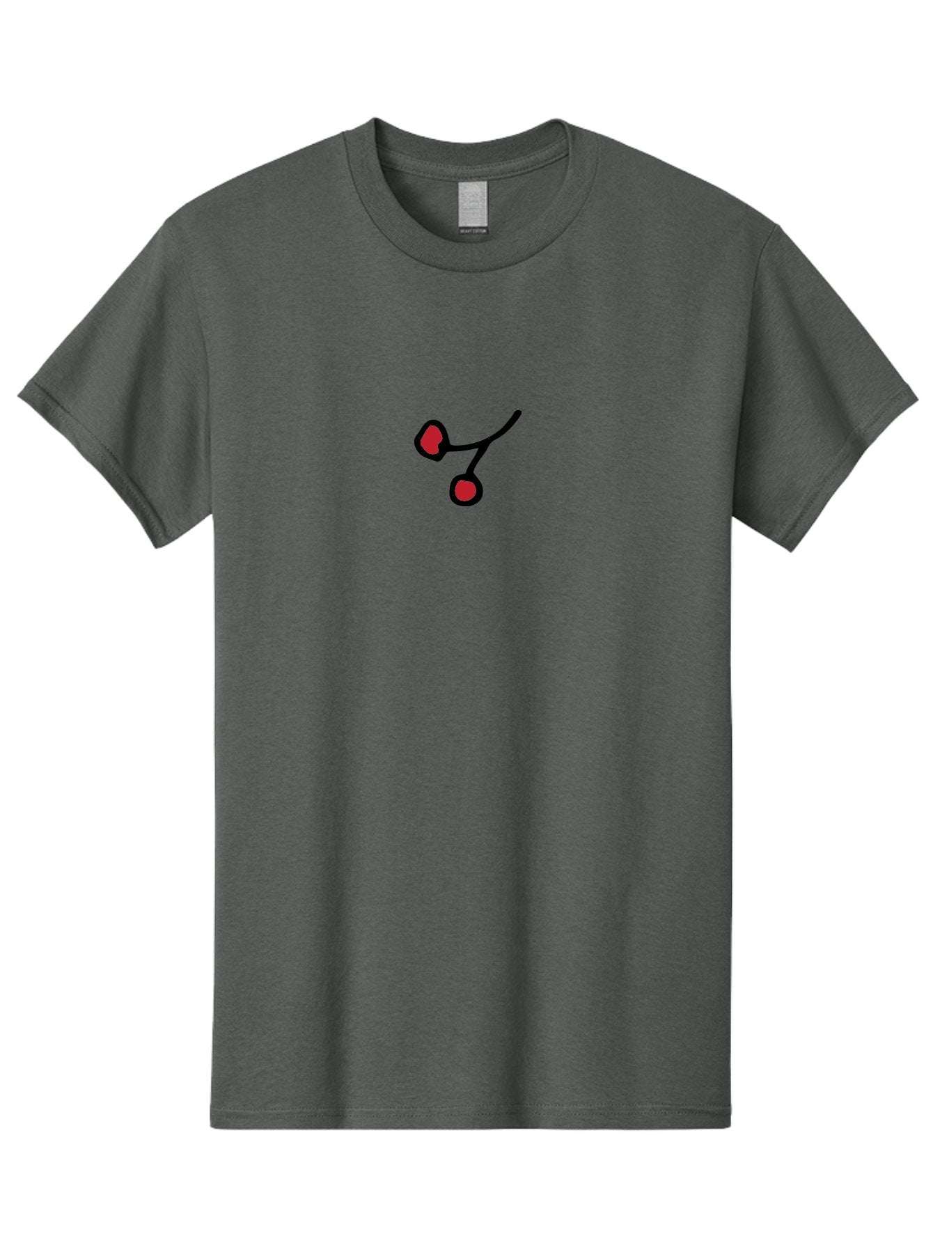 Cherries Men'S Graphic Tee, 100% Cotton, Comfortable Casual Summer Wear, Machine Washable, Pair Of Cherries, Red Fruit, Simple Drawing, Cartoon Style, Black Outline, Vibrant Red, Minimalist Art, Sweet Treats -  Aaa799 7