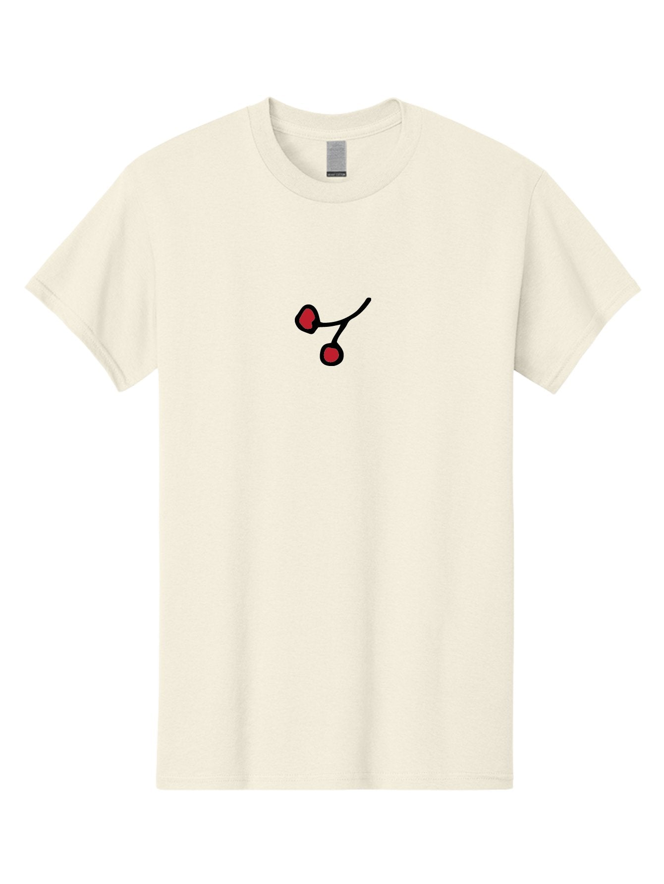 Cherries Men'S Graphic Tee, 100% Cotton, Comfortable Casual Summer Wear, Machine Washable, Pair Of Cherries, Red Fruit, Simple Drawing, Cartoon Style, Black Outline, Vibrant Red, Minimalist Art, Sweet Treats -  Aaa799