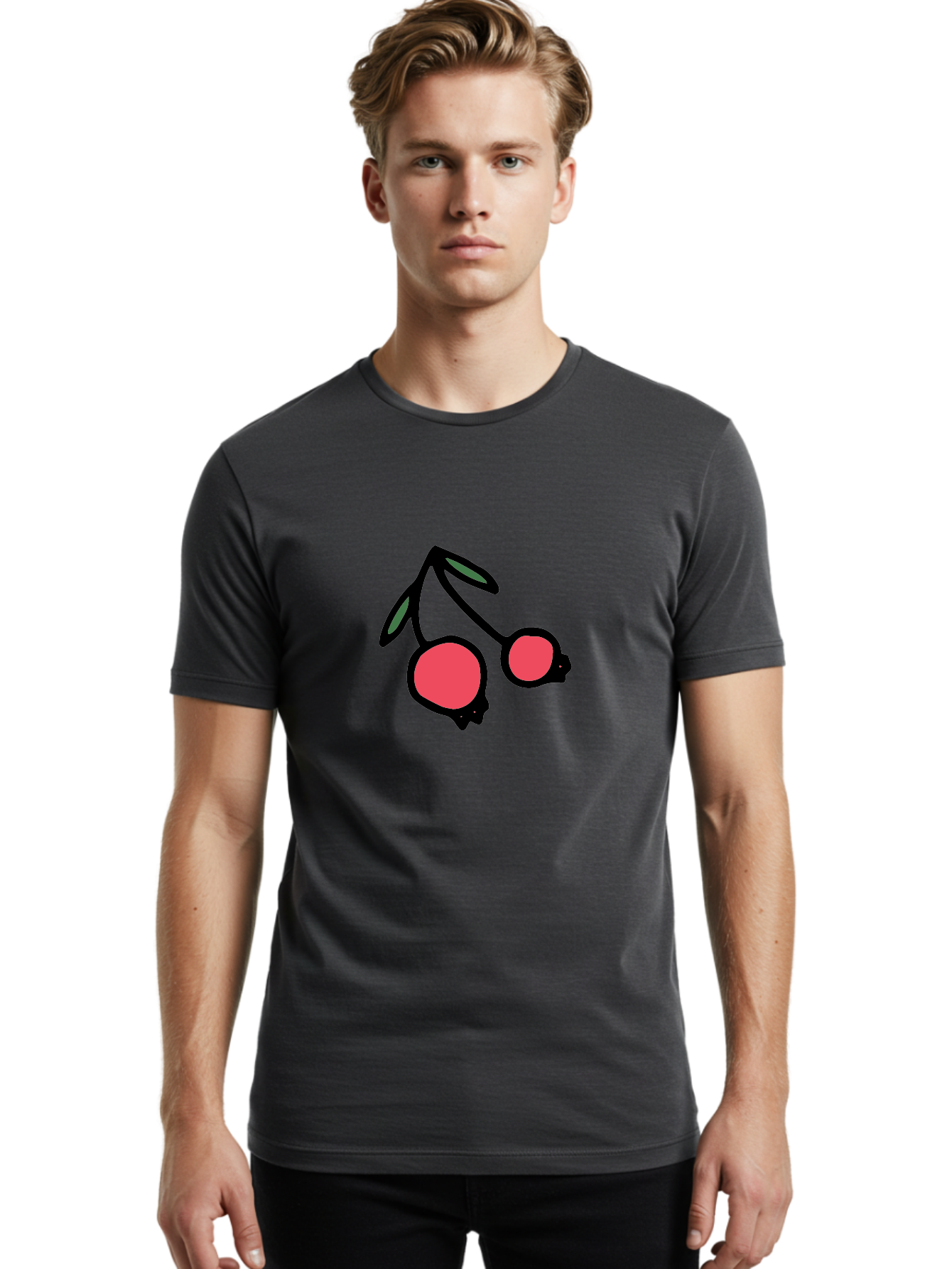 Cherry-Sunglasses Men'S Graphic Tee, 100% Cotton, Comfortable Casual Summer Wear, Machine Washable, Fun Sunglasses, Cherry Design, Playful Eyewear, Trendy Accessories, Stylish Shades, Cartoon Graphics, Retro Style, Fashion Statement -  Aaa800 8