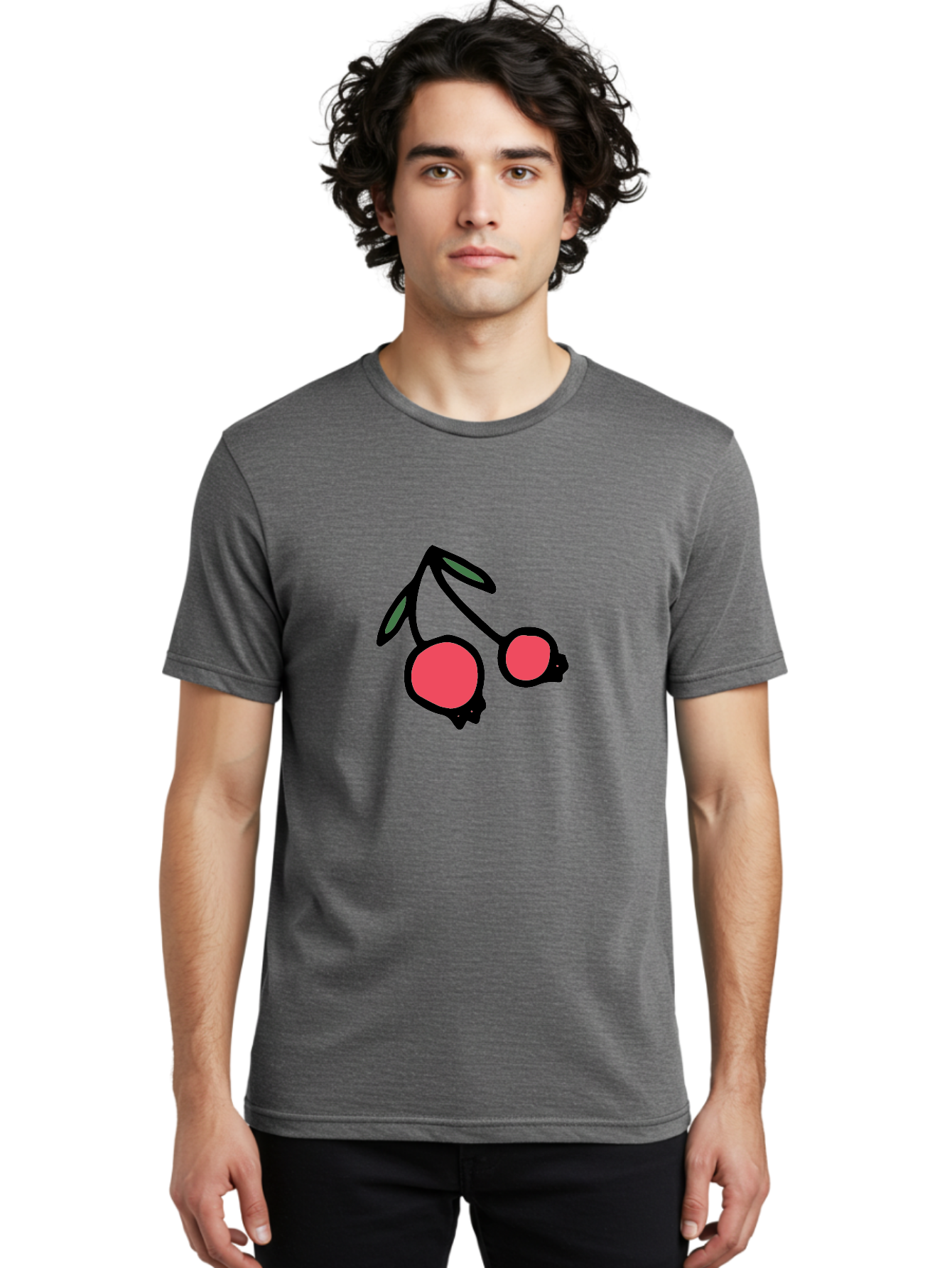 Cherry-Sunglasses Men'S Graphic Tee, 100% Cotton, Comfortable Casual Summer Wear, Machine Washable, Fun Sunglasses, Cherry Design, Playful Eyewear, Trendy Accessories, Stylish Shades, Cartoon Graphics, Retro Style, Fashion Statement -  Aaa800 10