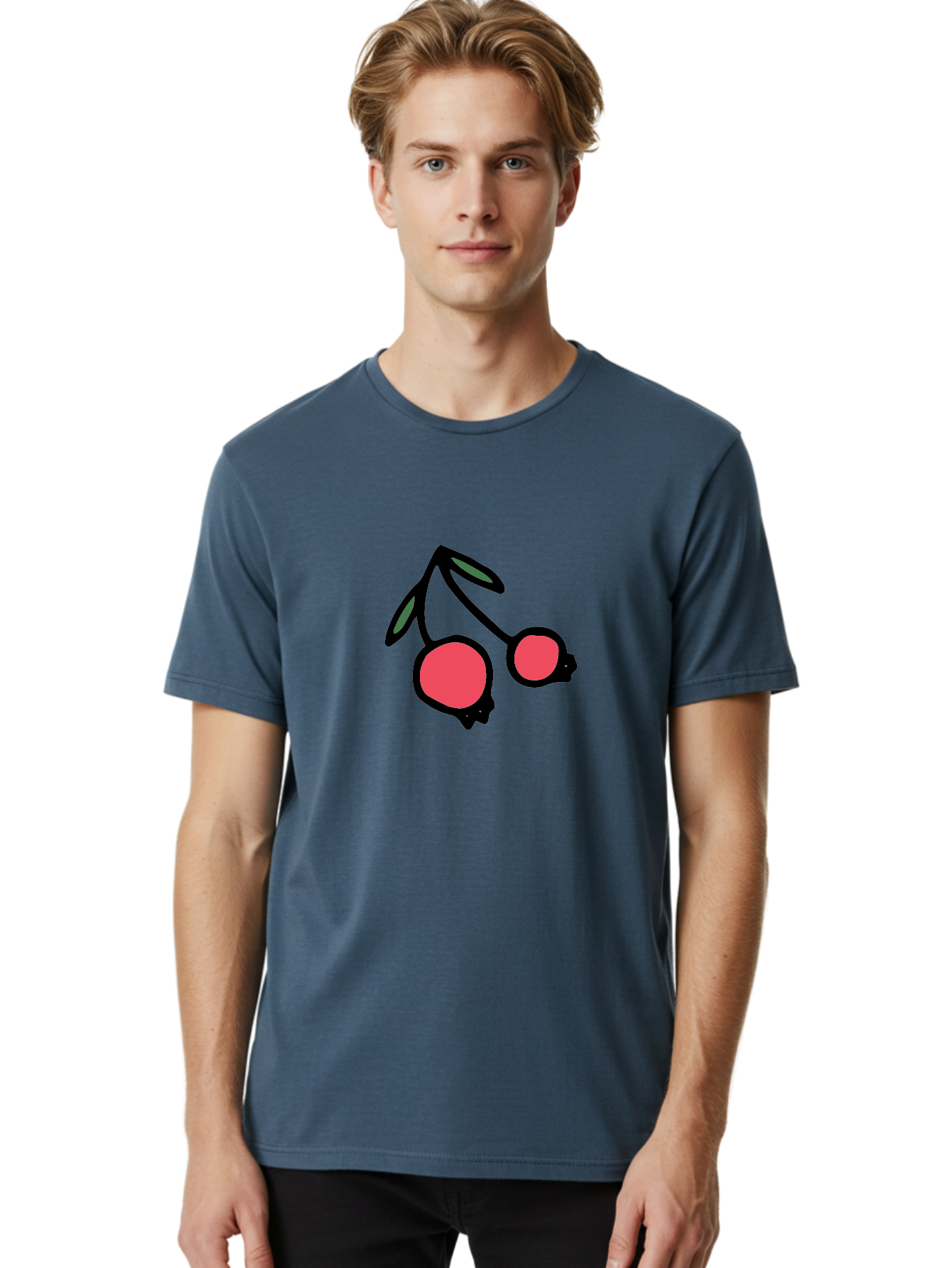 Cherry-Sunglasses Men'S Graphic Tee, 100% Cotton, Comfortable Casual Summer Wear, Machine Washable, Fun Sunglasses, Cherry Design, Playful Eyewear, Trendy Accessories, Stylish Shades, Cartoon Graphics, Retro Style, Fashion Statement -  Aaa800 12