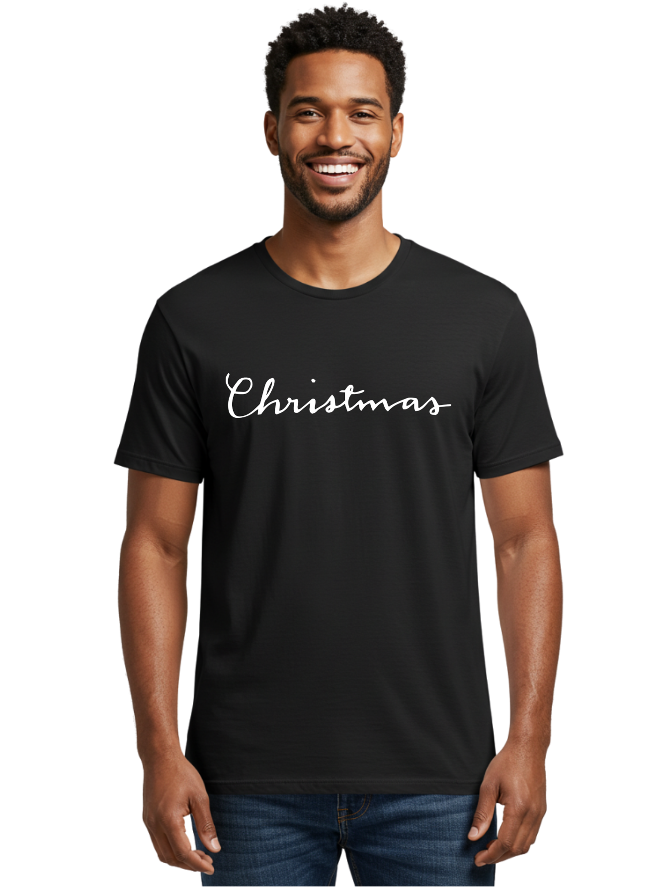 Christmas-1 Men'S Graphic Tee, 100% Cotton, Comfortable Casual Summer Wear, Machine Washable, Christmas, Holiday Season, Festive Atmosphere, Winter Wonderland, Holiday Cheer, Christmas Magic, White Cursive Text -  Aaa801