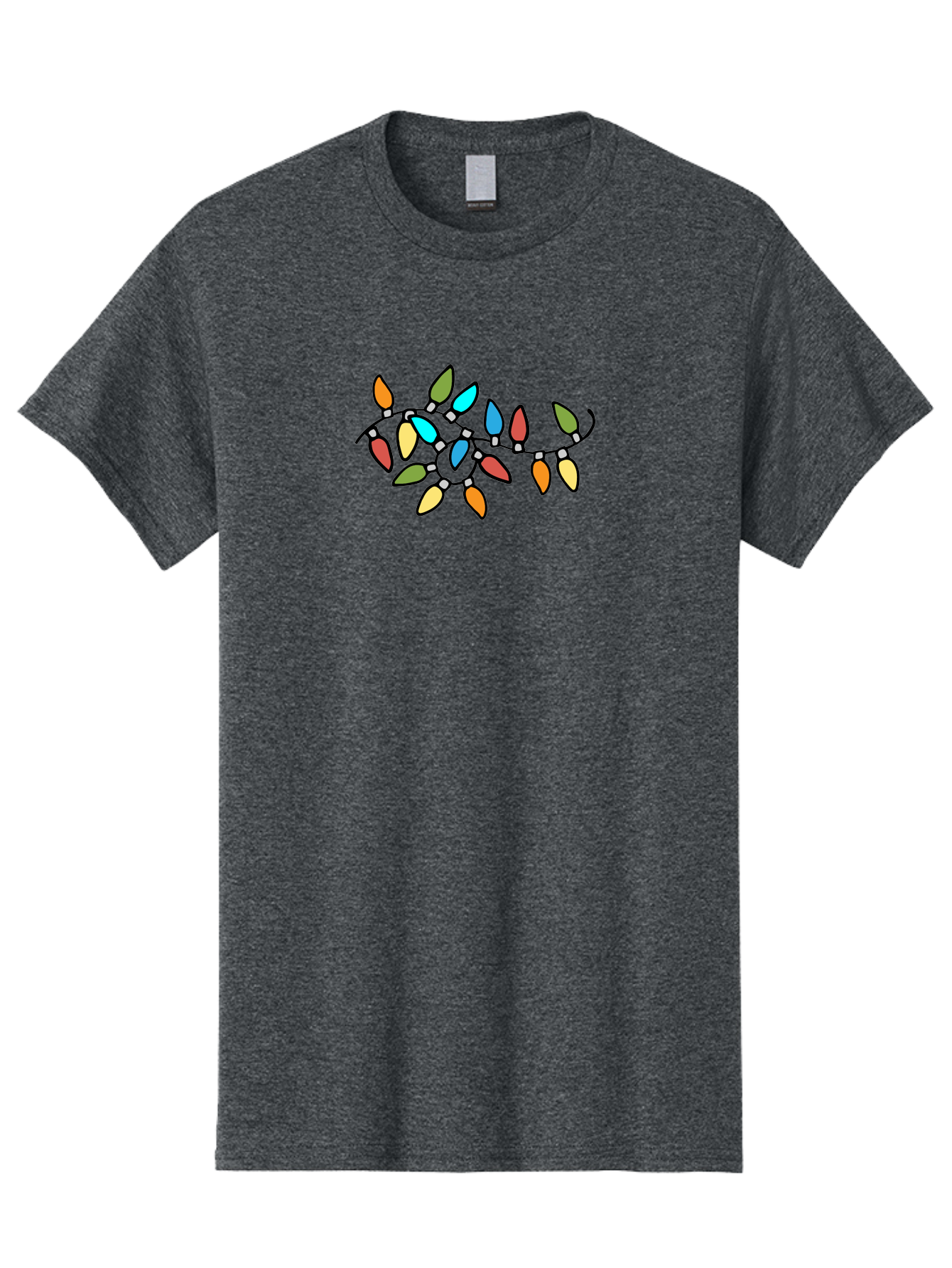 Christmas-Lights-1 Men'S Graphic Tee, 100% Cotton, Comfortable Casual Summer Wear, Machine Washable, Multicolored Christmas Lights, Festive Decorations, Holiday String Lights, Colorful Bulbs, Celebration Decoration, Party Lights -  Aaa807