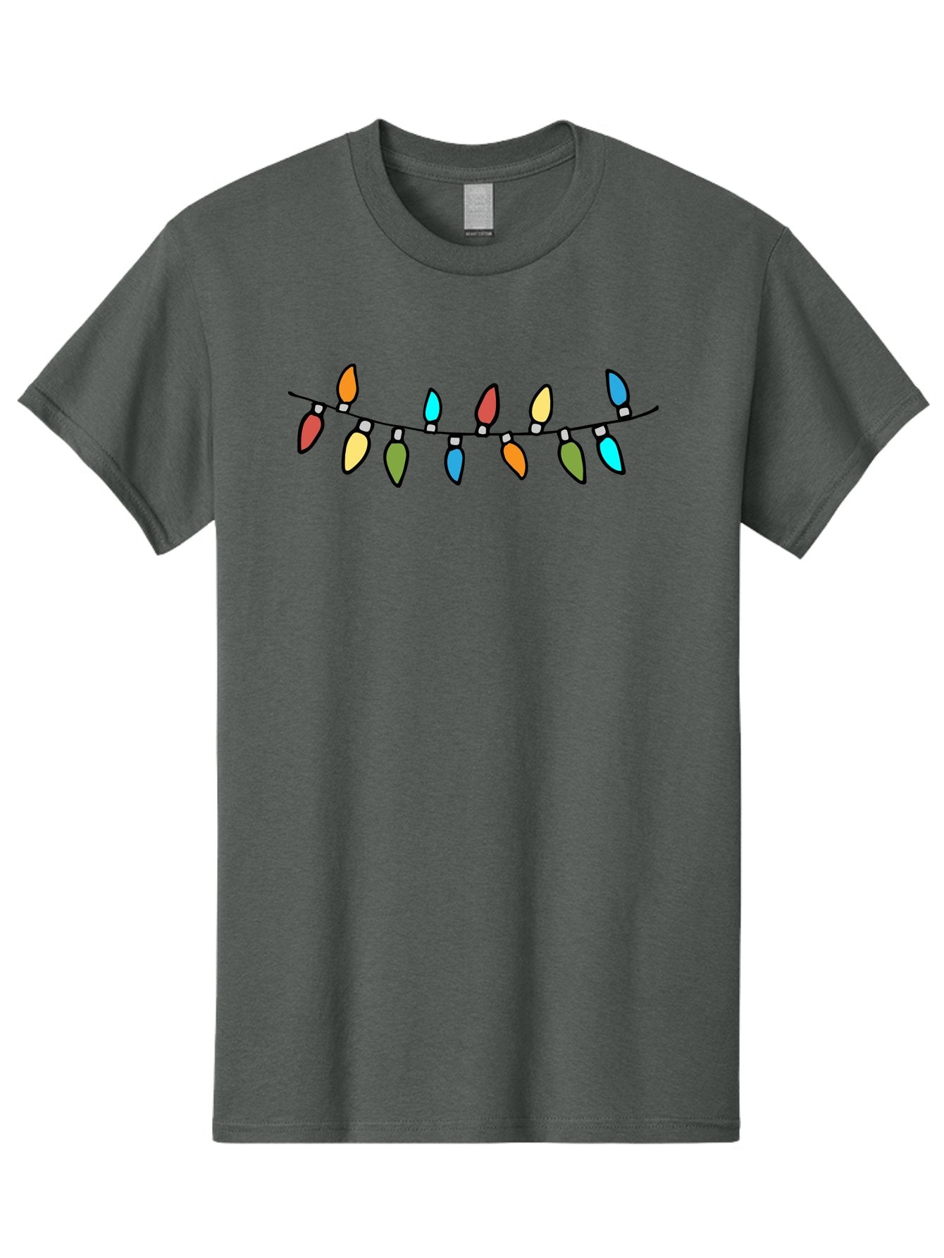 Christmas-Lights Men'S Graphic Tee, 100% Cotton, Comfortable Casual Summer Wear, Machine Washable, Christmas Lights, String Lights, Holiday Decorations, Festive Colors, Red, Orange, Yellow, Blue, Green, Celebration -  Aaa808 10